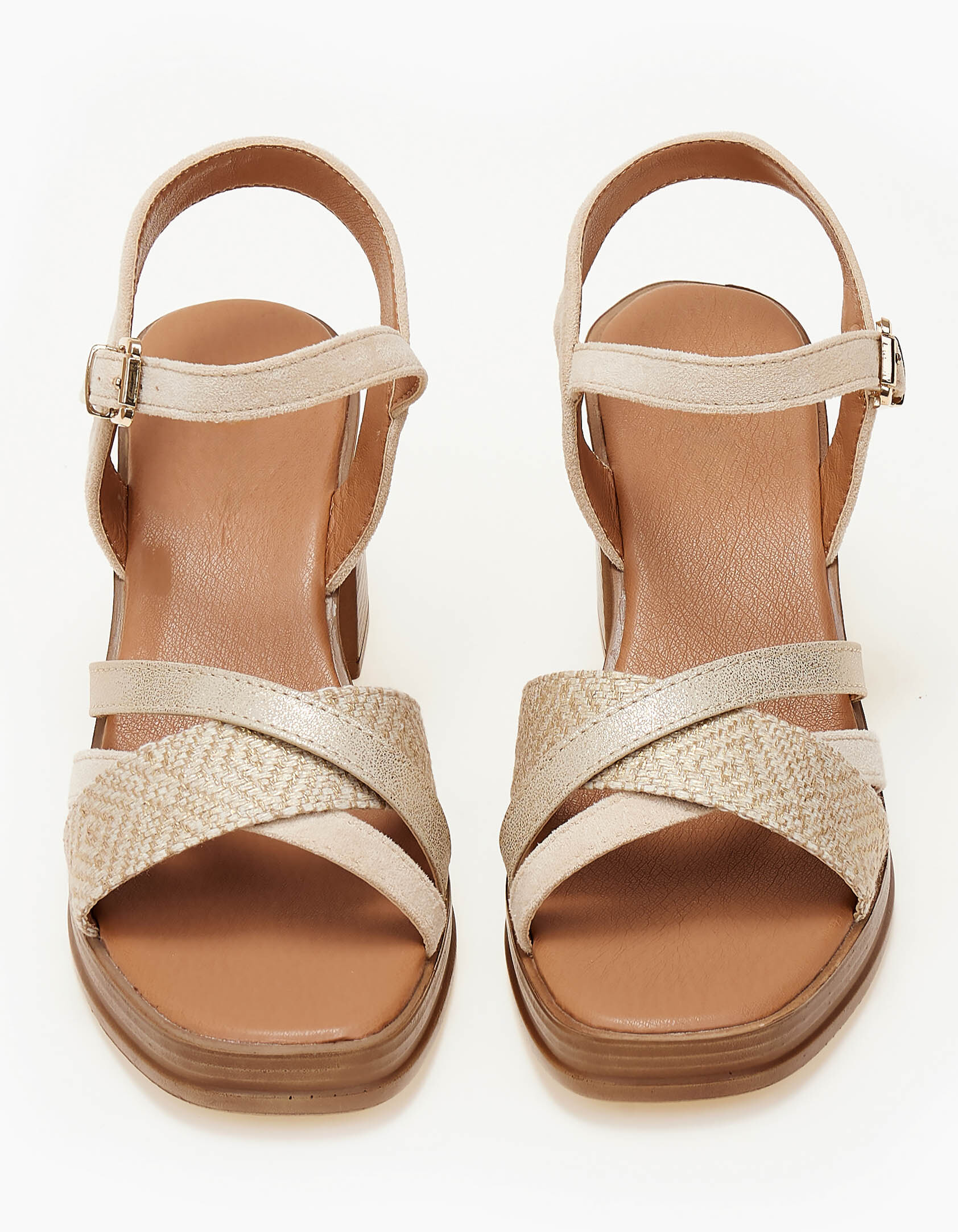 All day πέδιλα με χοντρό τακούνι - Μπεζ φωτογραφία