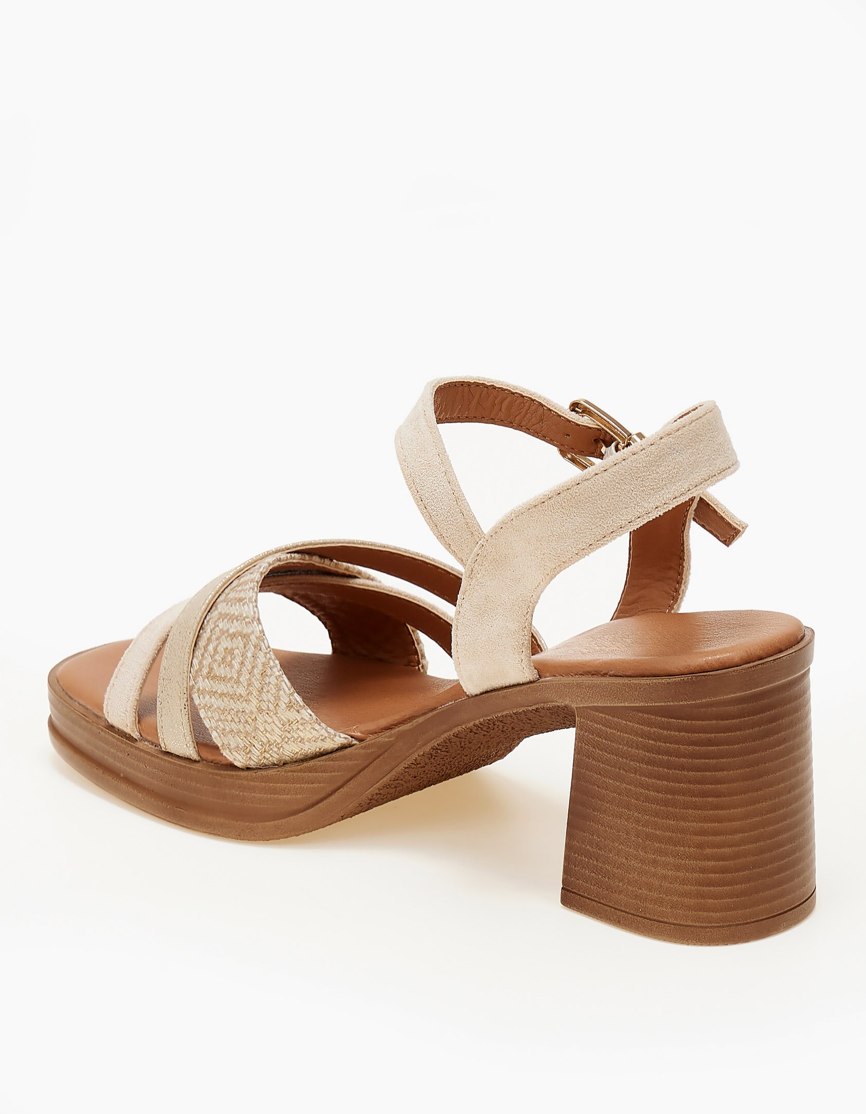 All day πέδιλα με χοντρό τακούνι - Μπεζ φωτογραφία
