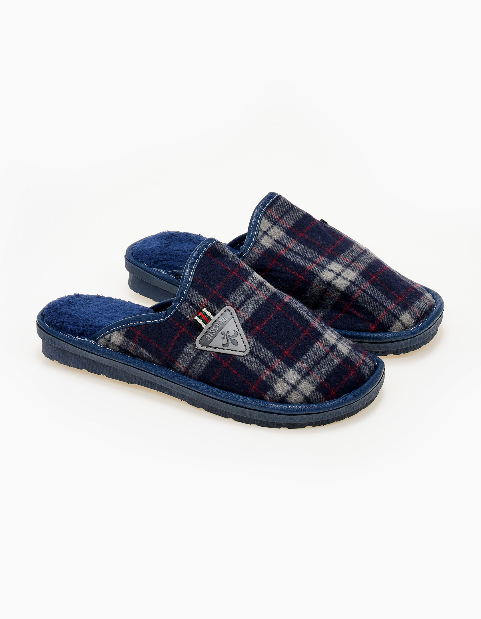 Ανδρικές καρό παντόφλες - Μπλε