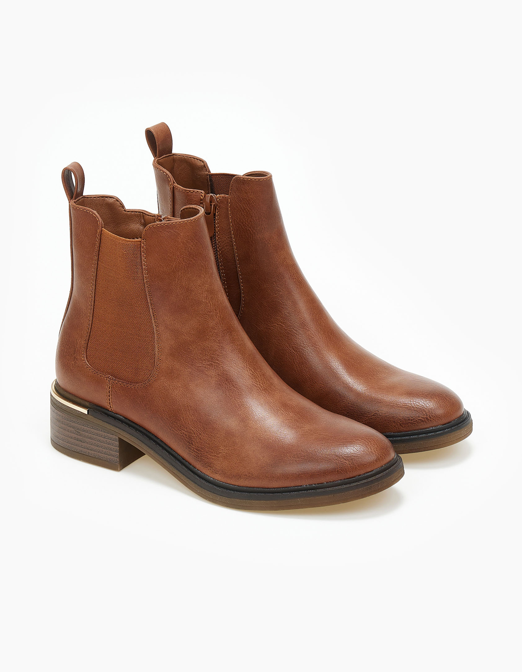 Ankle boots με λάστιχο και μεταλλική λεπτομέρεια - Κάμελ