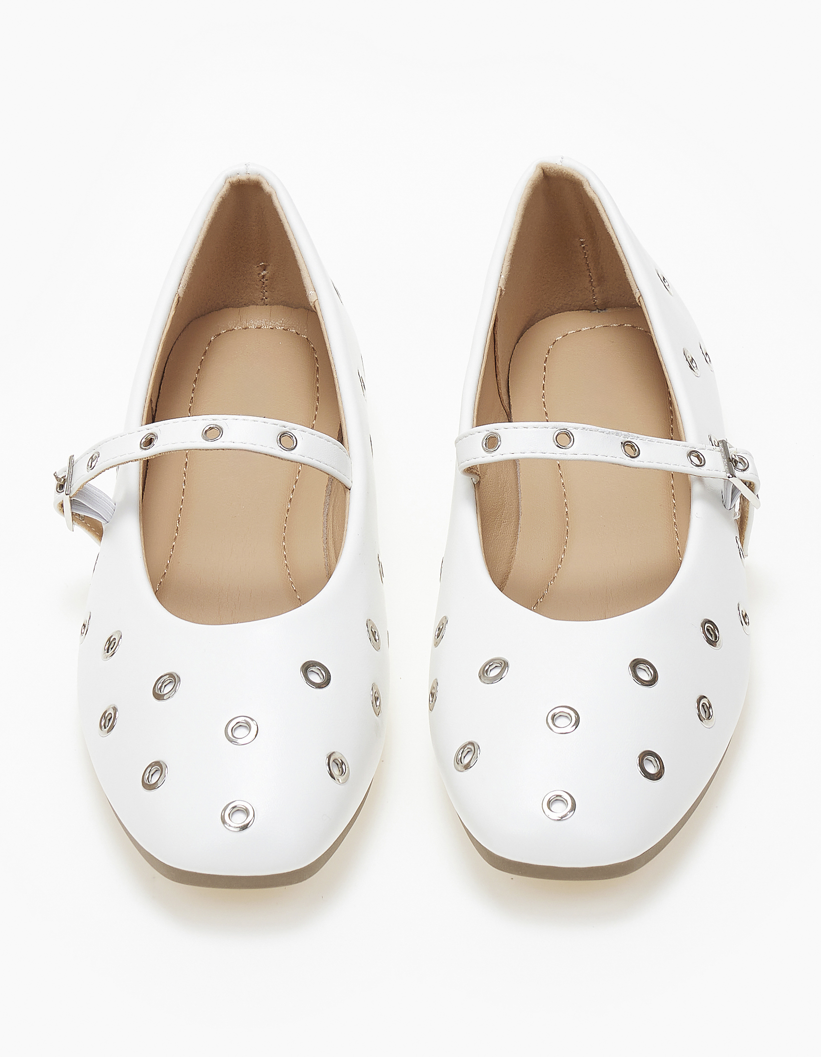 Ballet shoes με μπαρέτα και τρουκς - Λευκό φωτογραφία