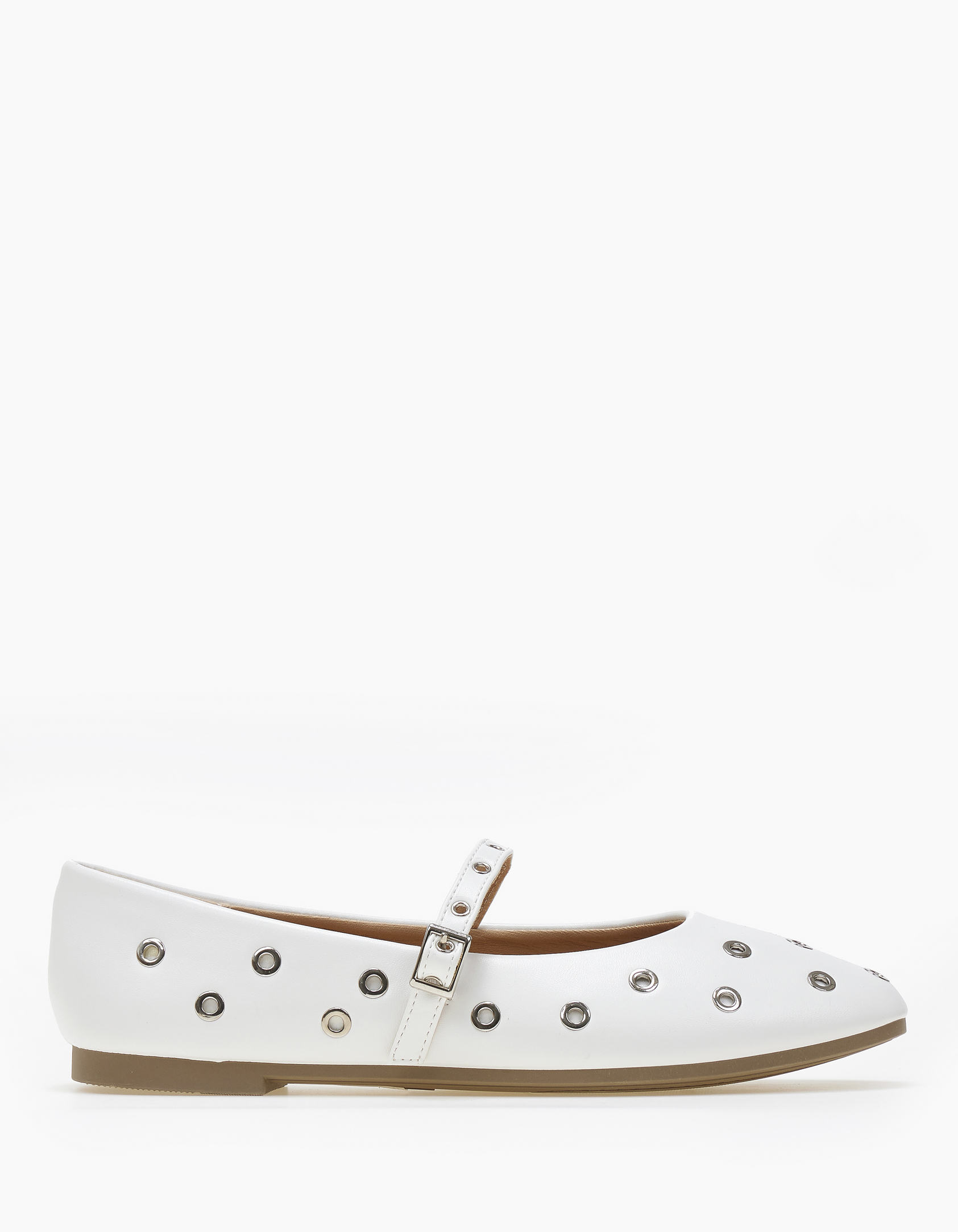 Ballet shoes με μπαρέτα και τρουκς - Λευκό φωτογραφία