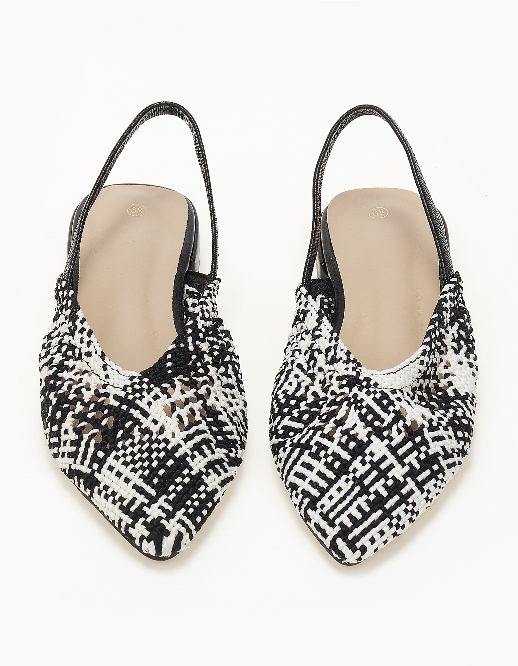 Ballet shoes μυτερά εξώφτερνα με πλεκτό σχέδιο - Μαύρο φωτογραφία