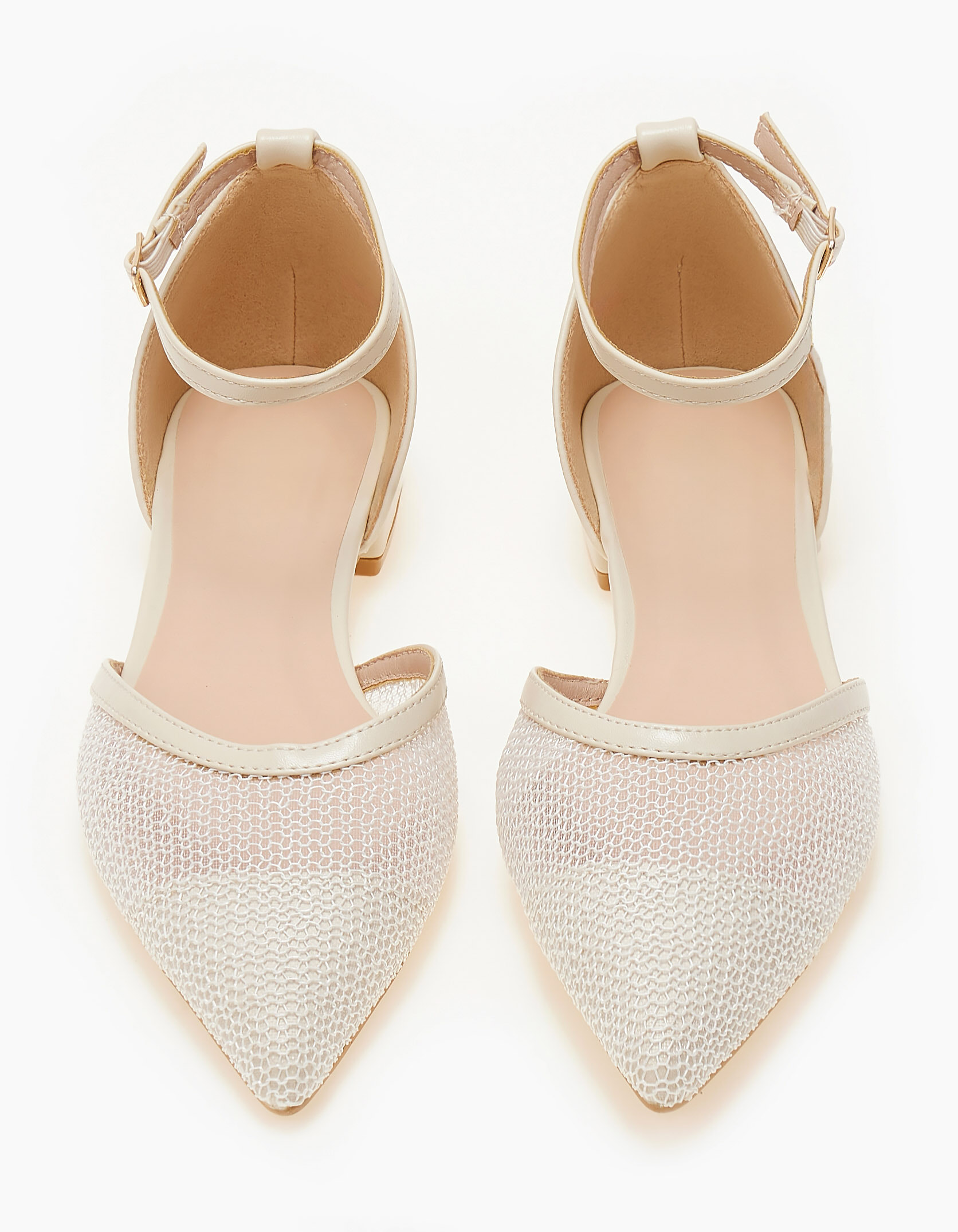 Ballet shoes μυτερά με διαφάνεια και μπαρέτα - Μπεζ φωτογραφία