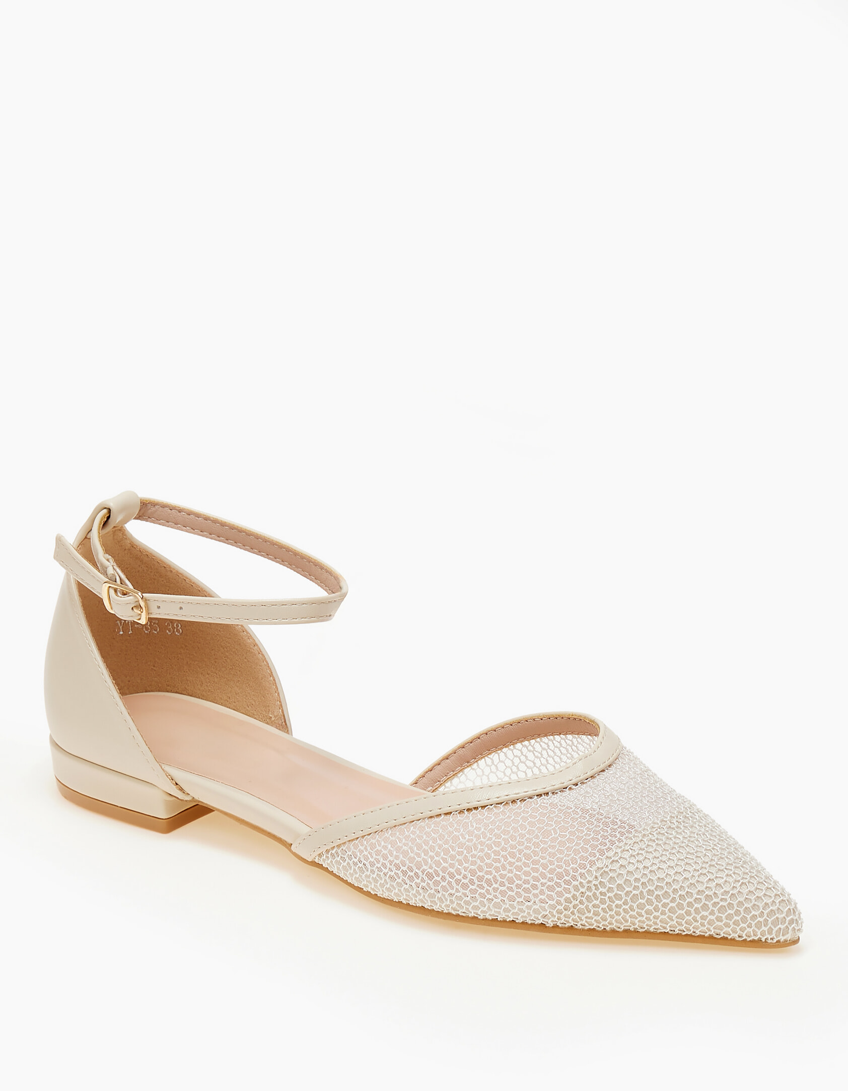 Ballet shoes μυτερά με διαφάνεια και μπαρέτα - Μπεζ φωτογραφία