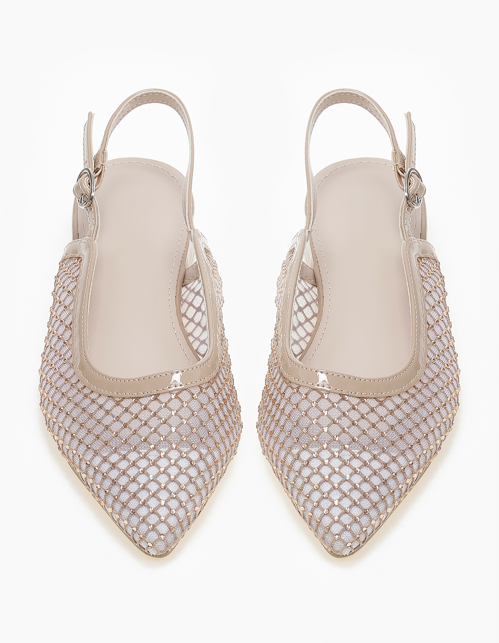 Ballet shoes μυτερά με δίχτυ και στρας - Πούρο