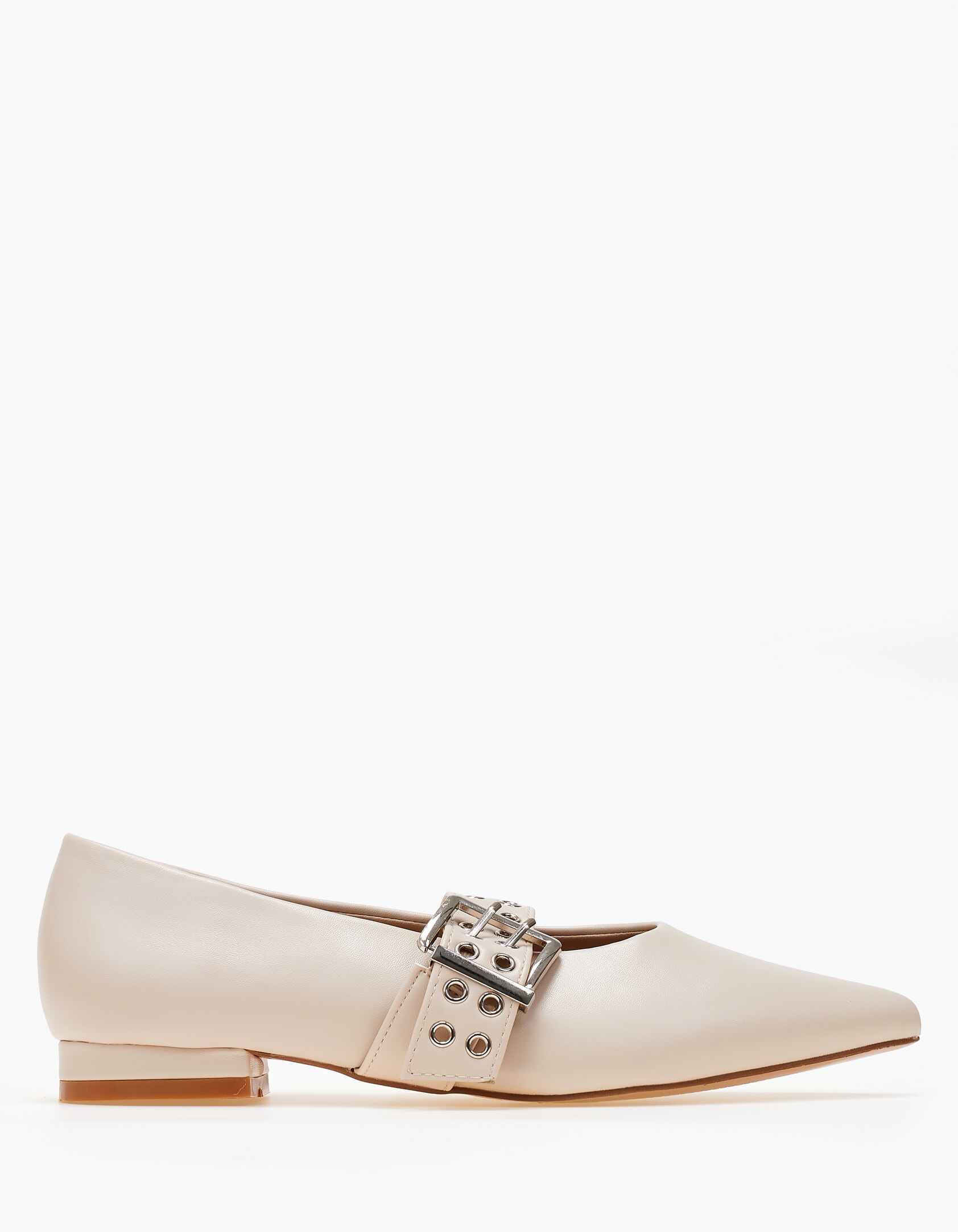 Ballet shoes μυτερά με μεταλλικές λεπτομέρειες - Μπεζ