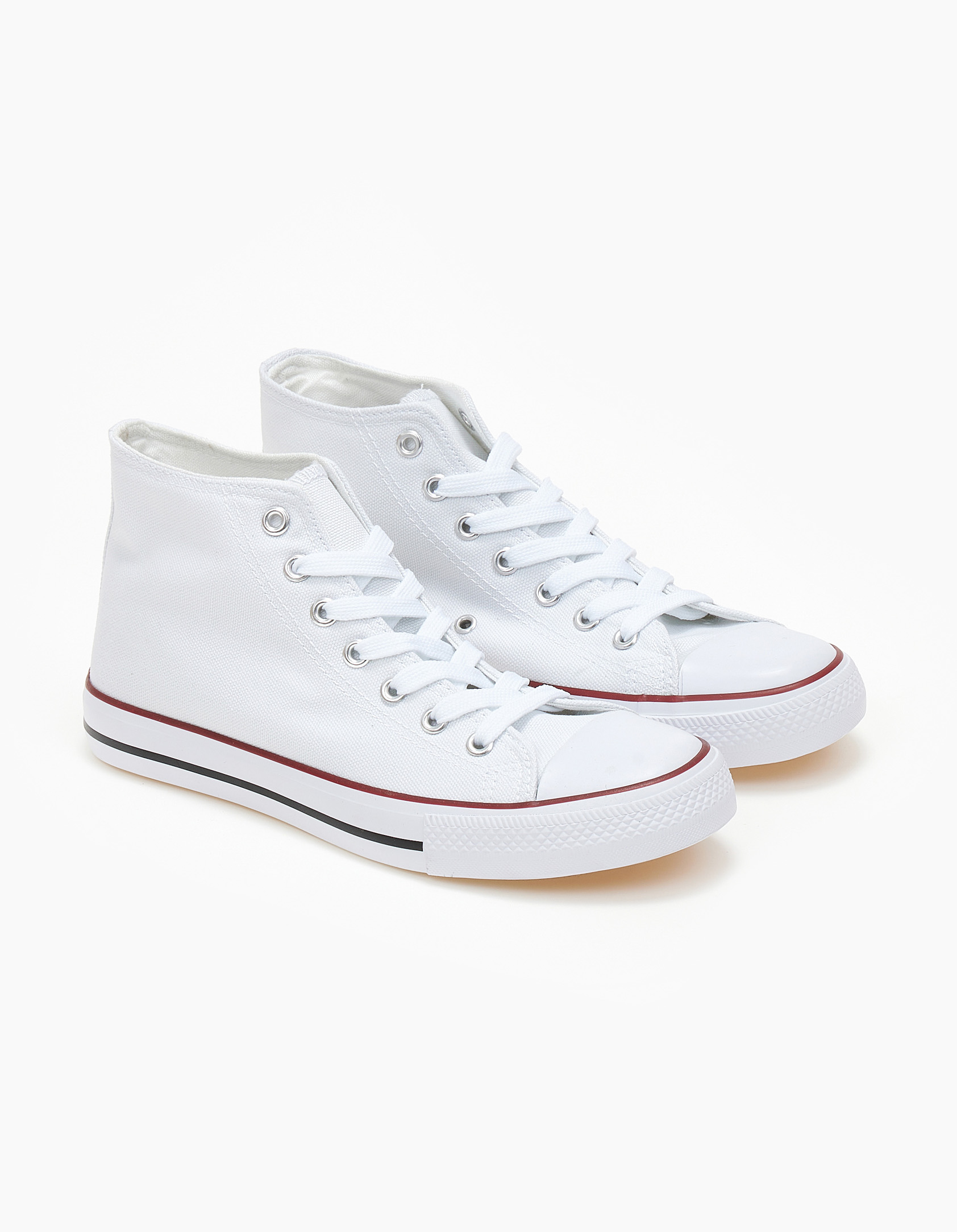 Basic ψηλά sneakers πάνινα - Λευκό Παπούτσια > Sneakers