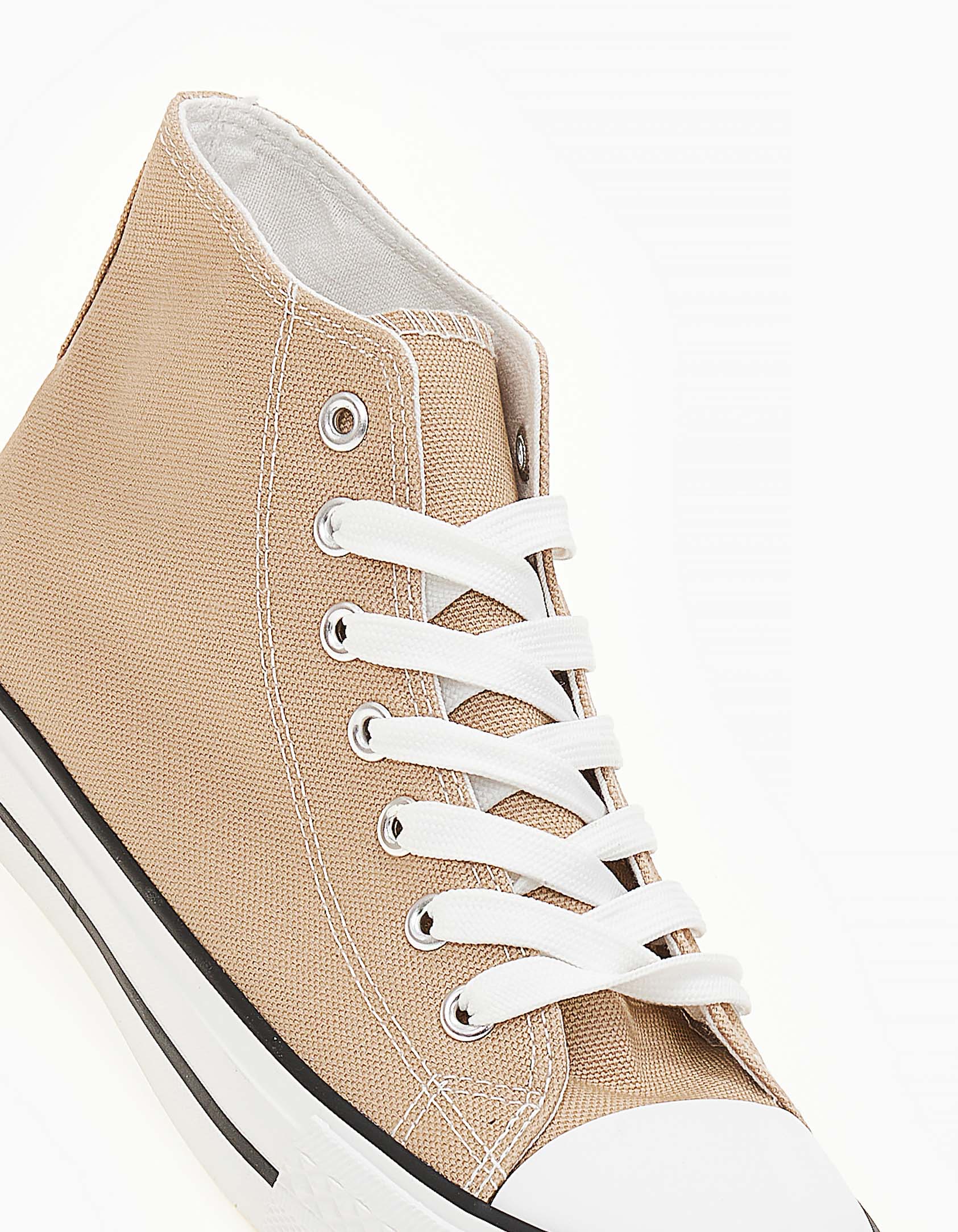 Basic ψηλά sneakers πάνινα - Μπεζ φωτογραφία