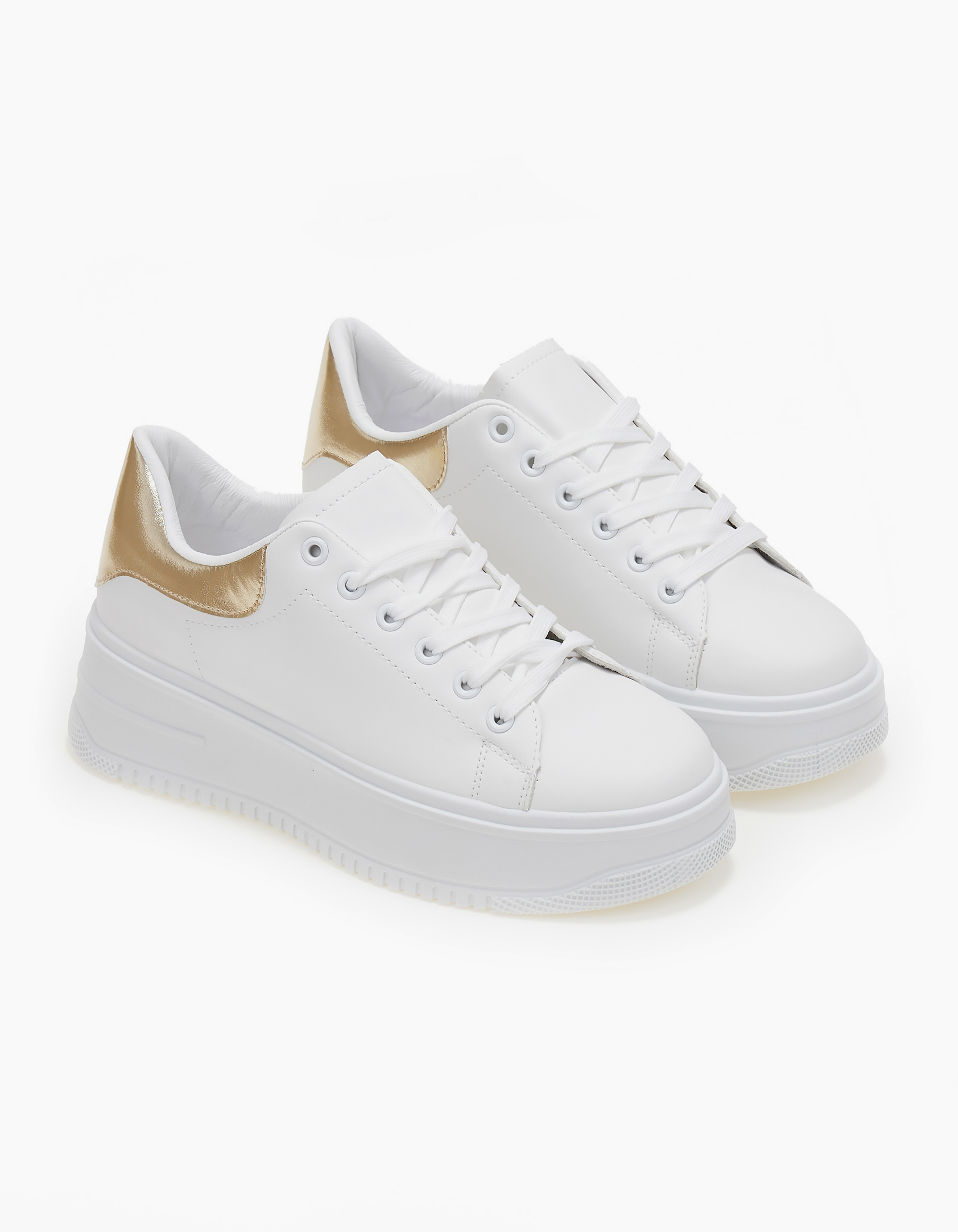 Basic sneakers με κορδόνια - Χρυσό