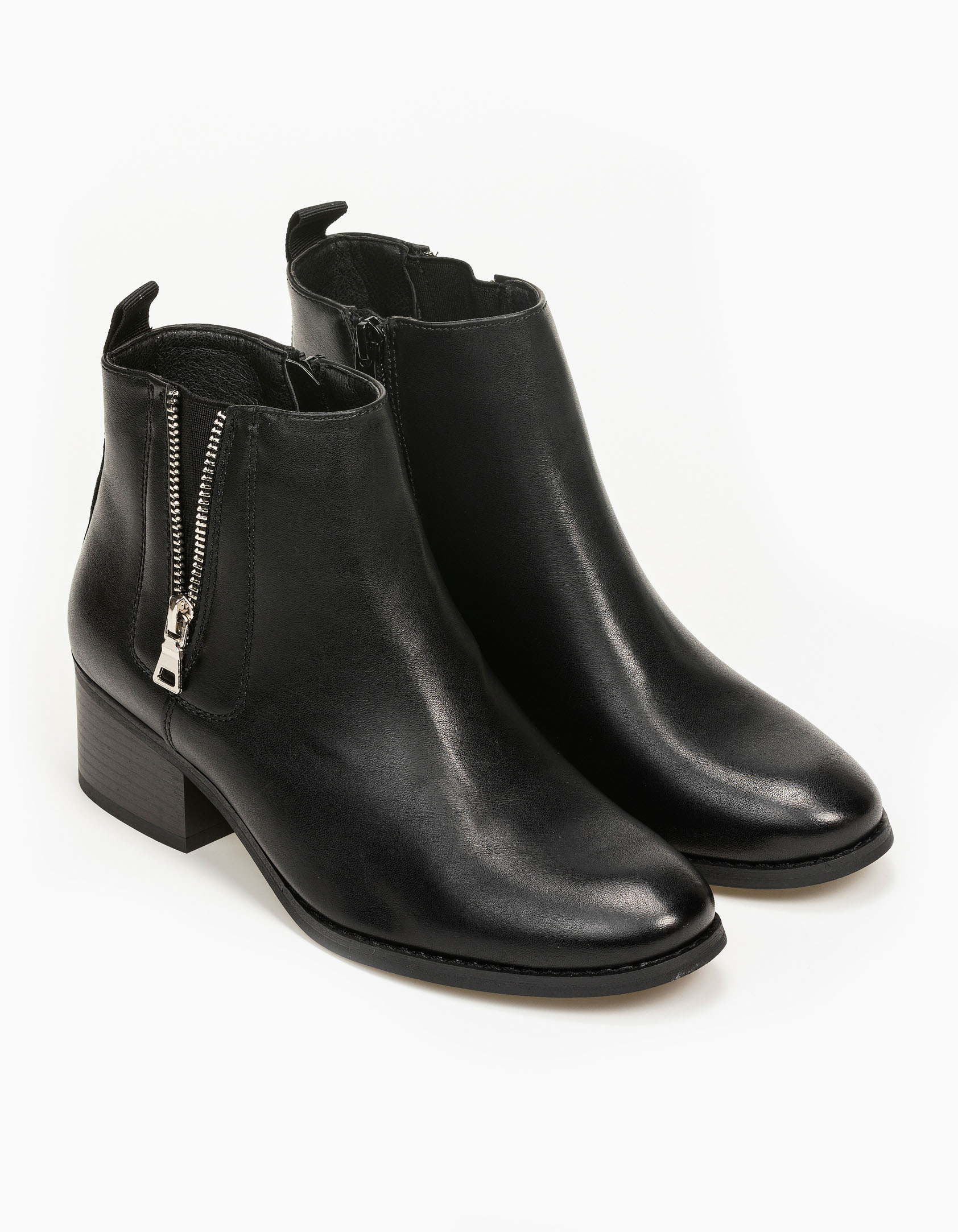 Ankle boots με λάστιχο και φερμουάρ - Μαύρο