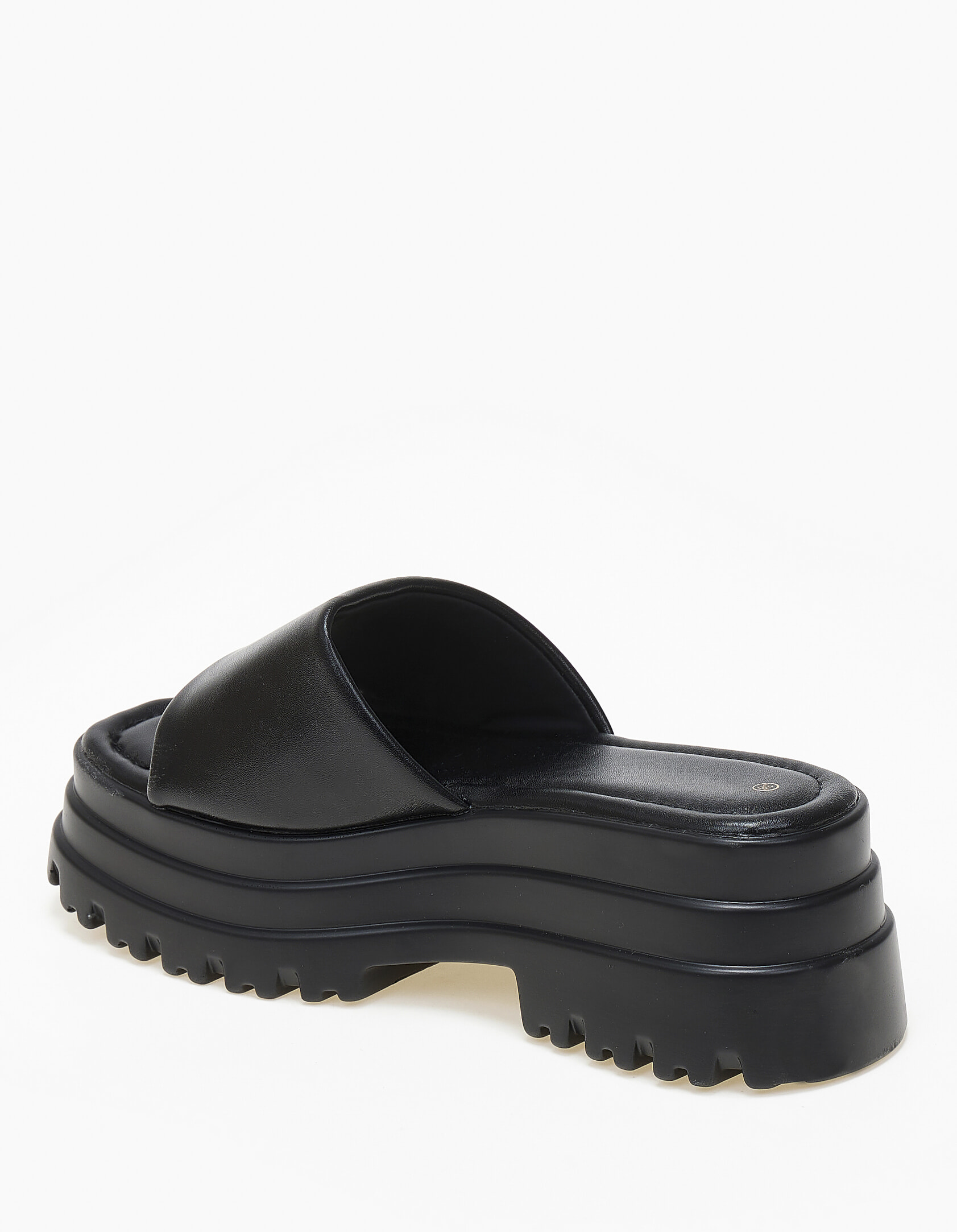 Chunky flatform με φάσα και τρακτερωτή σόλα - Μαύρο φωτογραφία