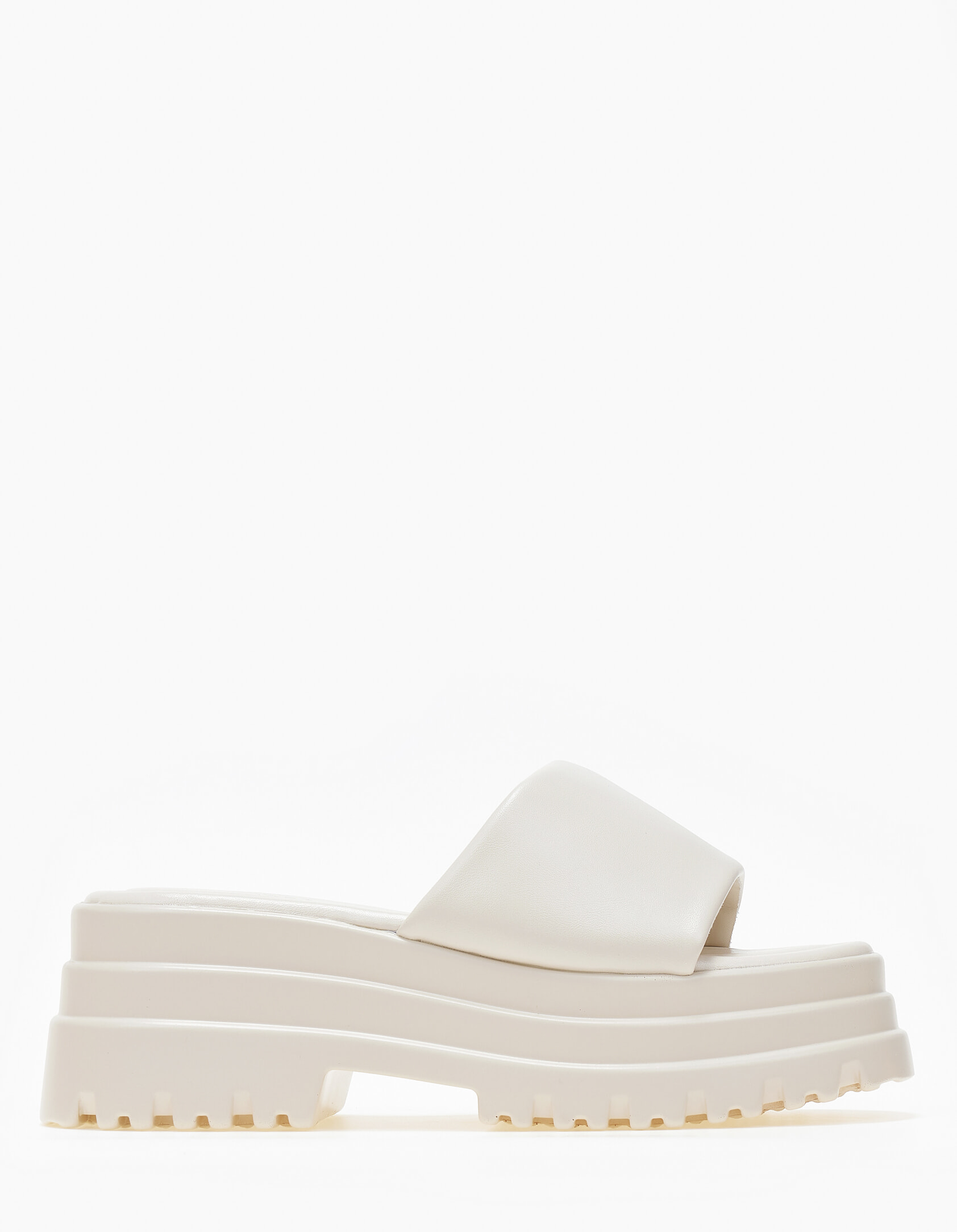 Chunky flatform με φάσα και τρακτερωτή σόλα - Μπεζ