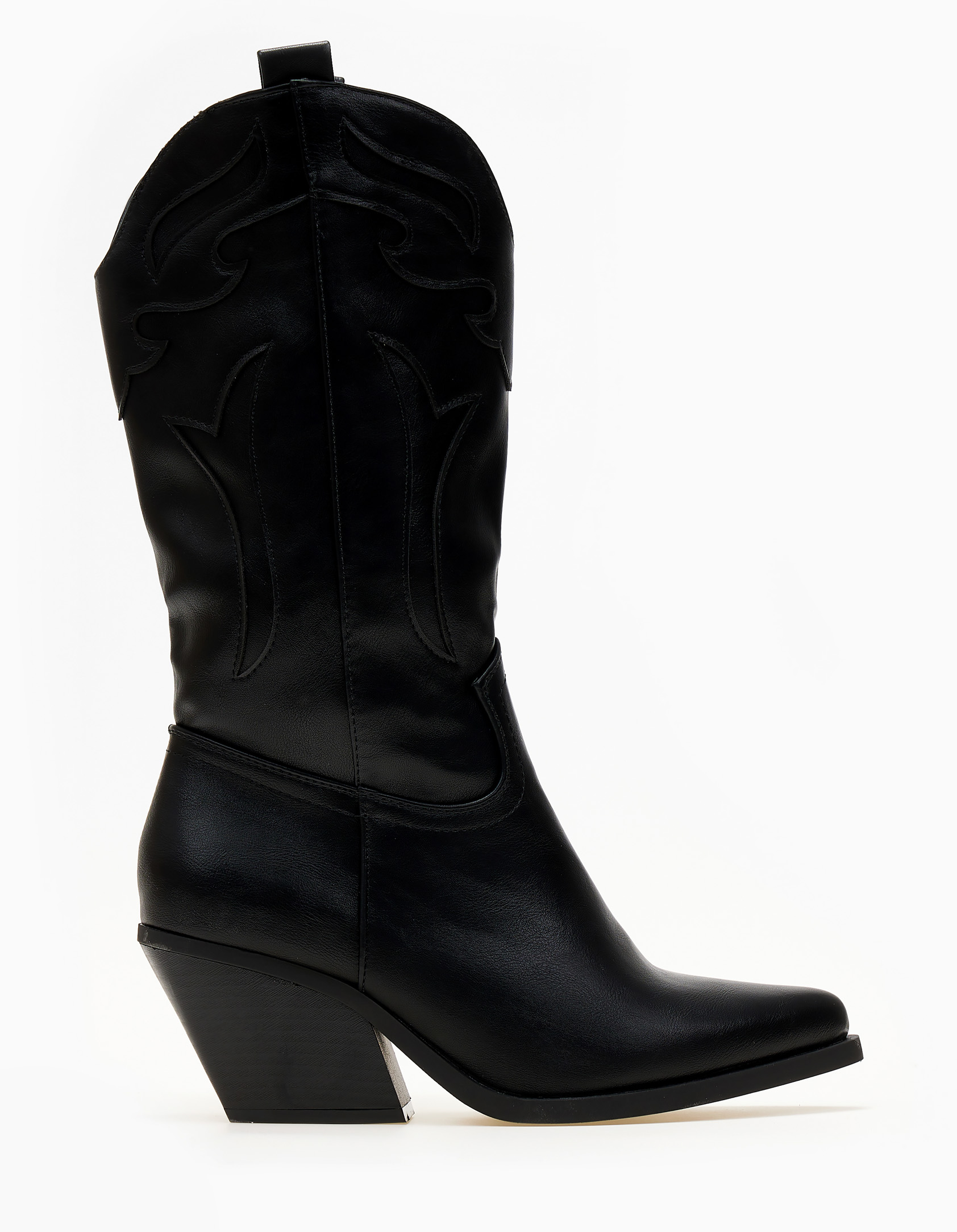 Μπότες Cowboy με κοφτό σχέδιο - Μαύρο