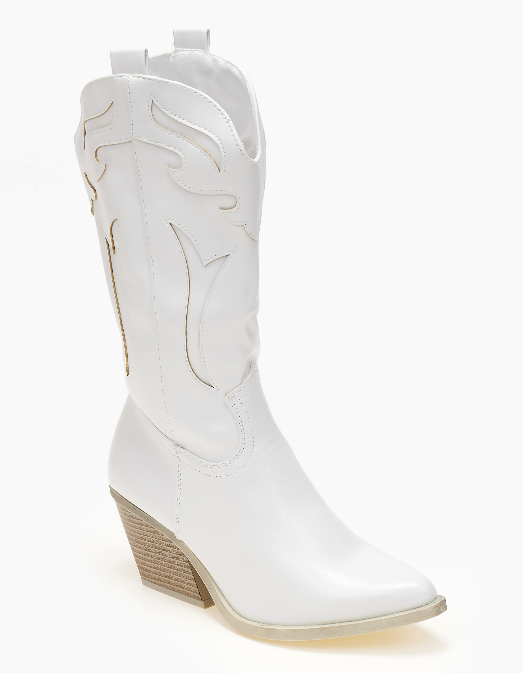Μπότες Cowboy με κοφτό σχέδιο - Λευκό