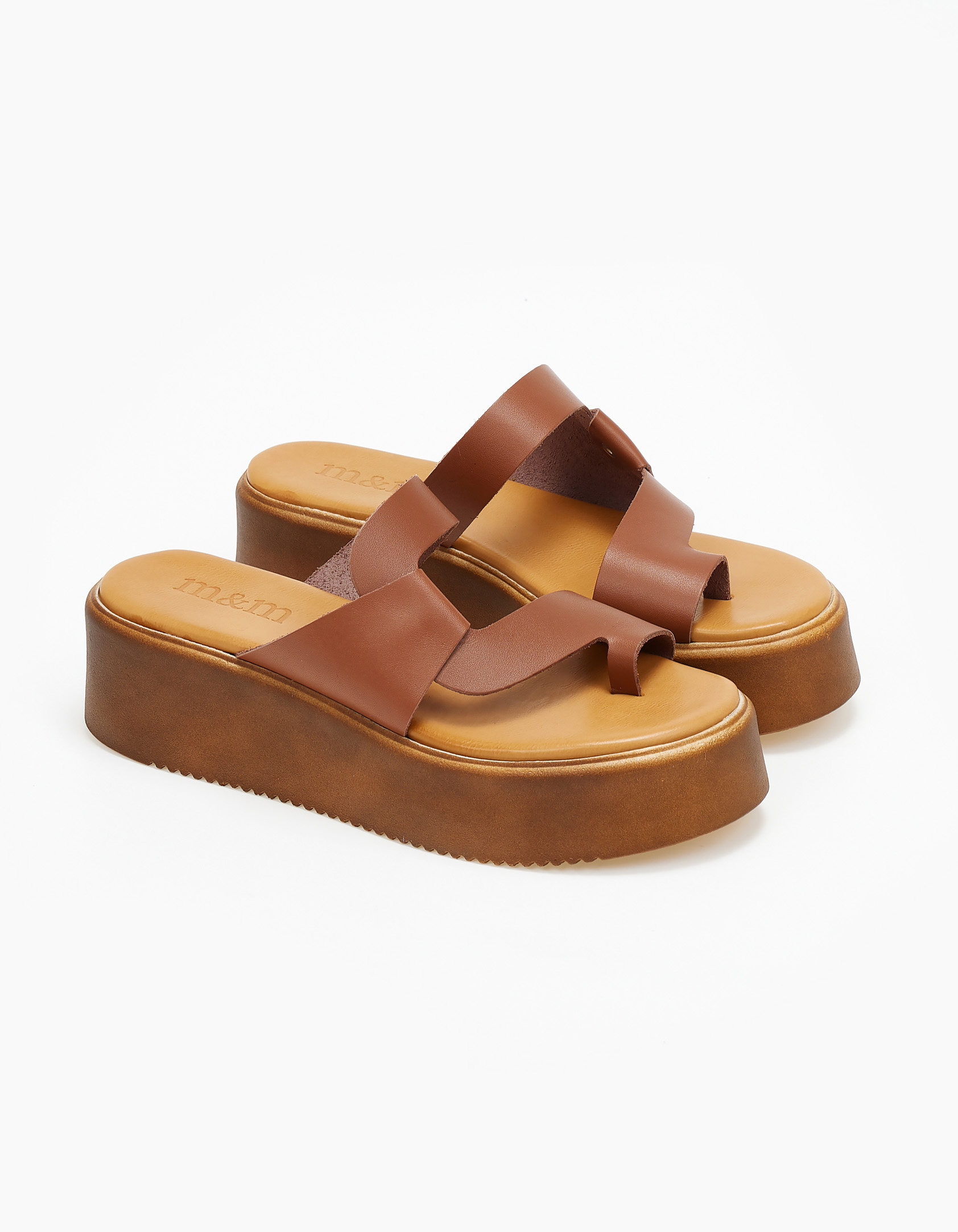 Issue Δερμάτινα flatform με toe ring - Ταμπά