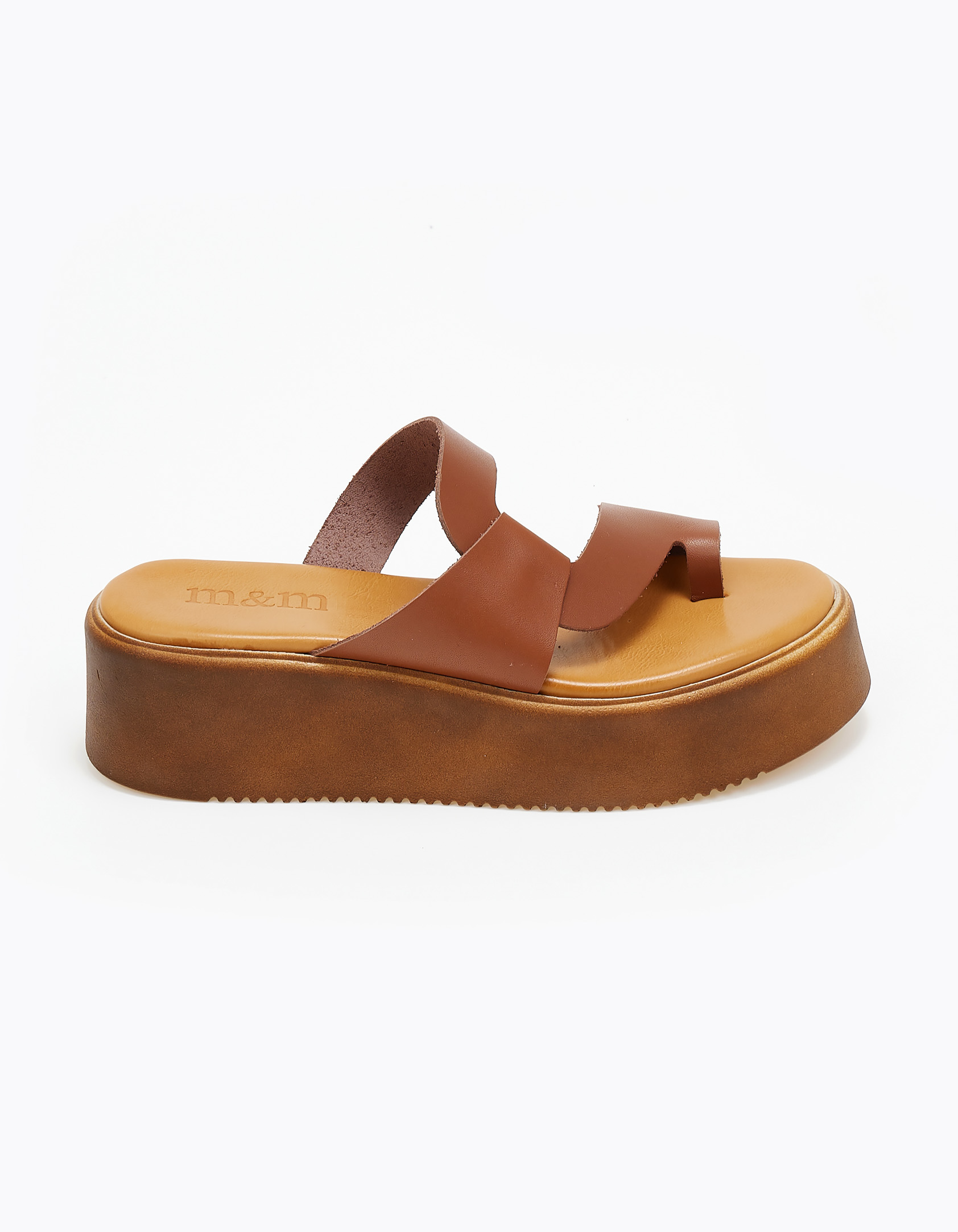 Δερμάτινα flatform με toe ring - Ταμπά φωτογραφία