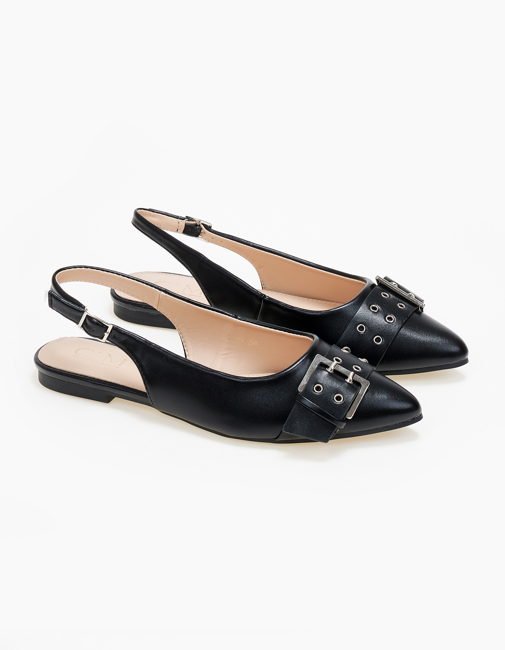 Εξώφτερνα γοβάκια με διακοσμητική τόκα - Μαύρο