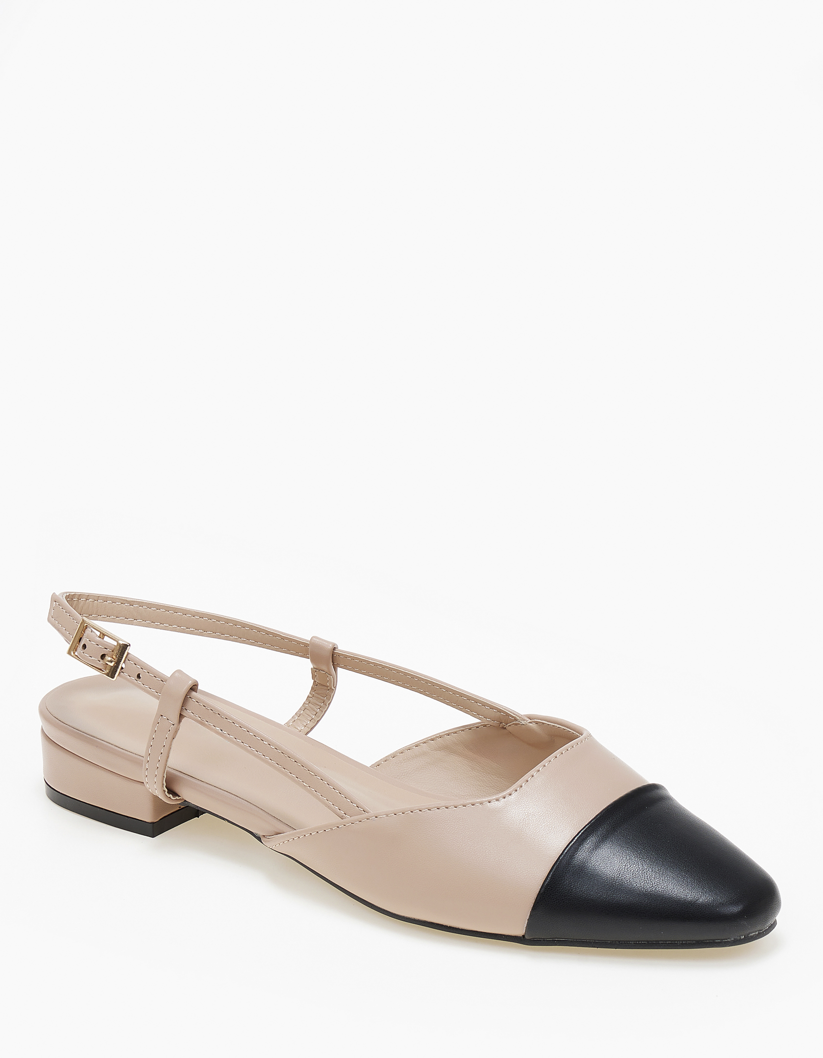 Εξώφτερνα χαμηλά γοβάκια με διχρωμία - Μπεζ