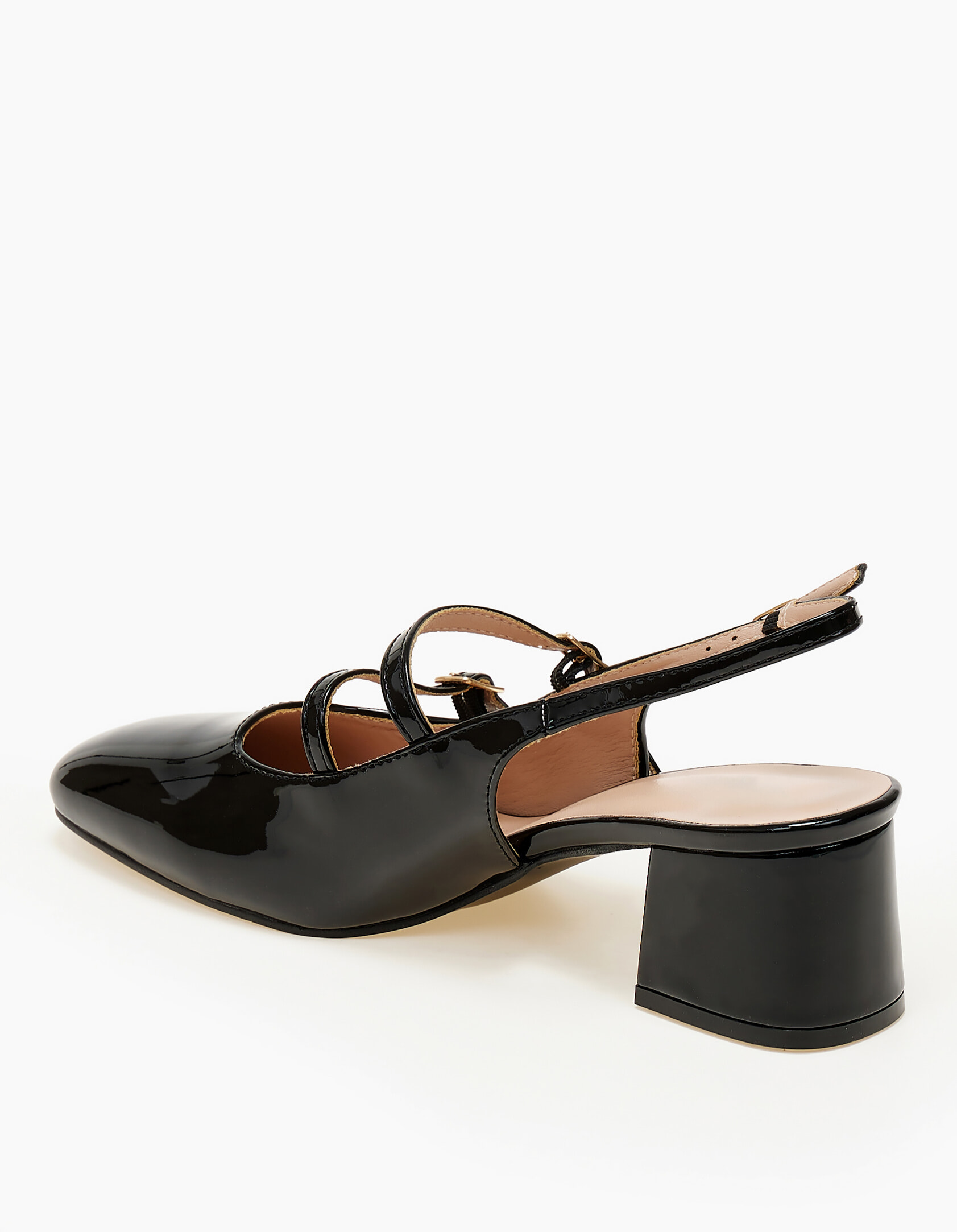 Εξώφτερνες γόβες λουστρίνι με χοντρό τακούνι - Μαύρο φωτογραφία