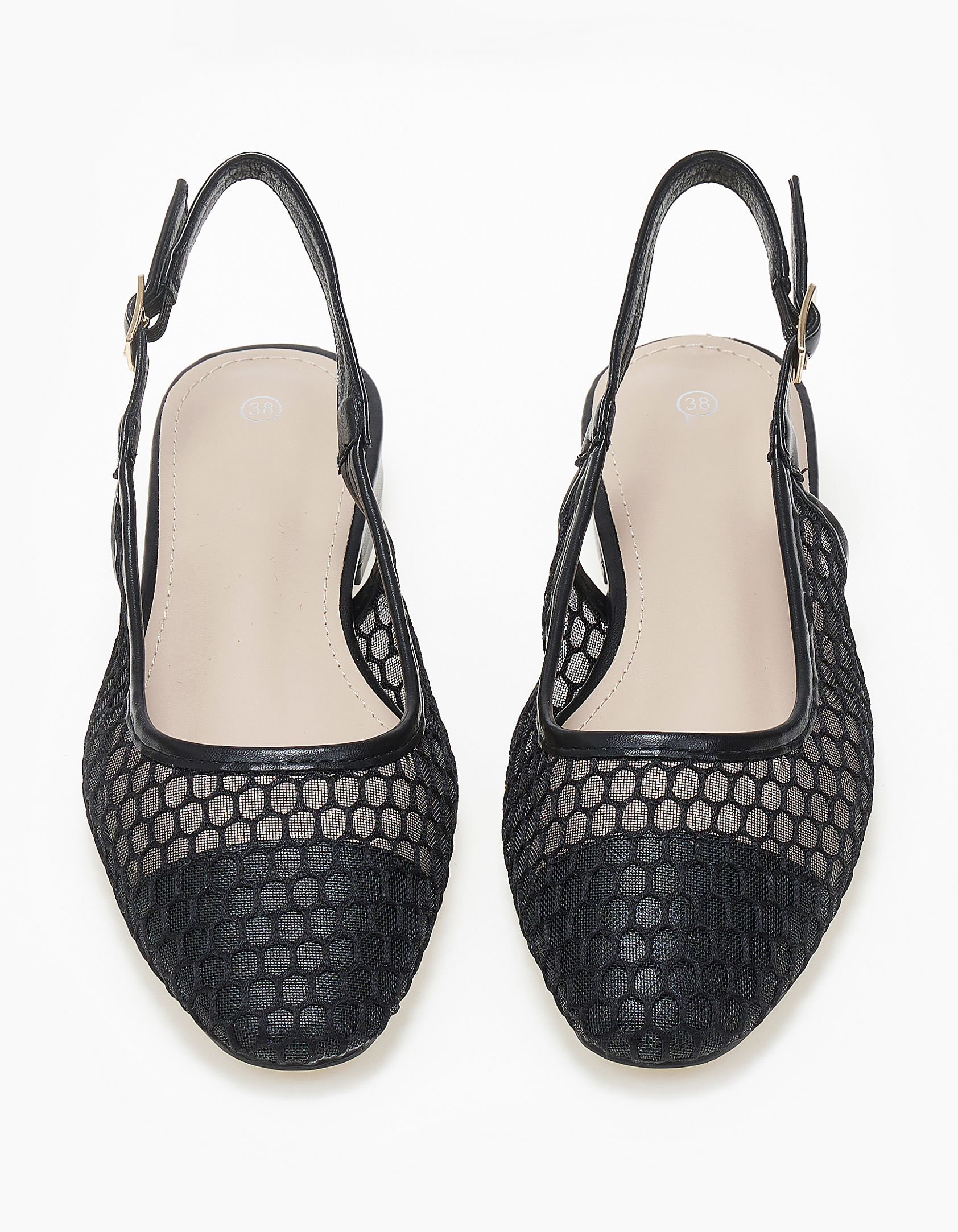 Εξώφτερνες μπαλαρίνες με διχτυωτό σχέδιο - Μαύρο φωτογραφία