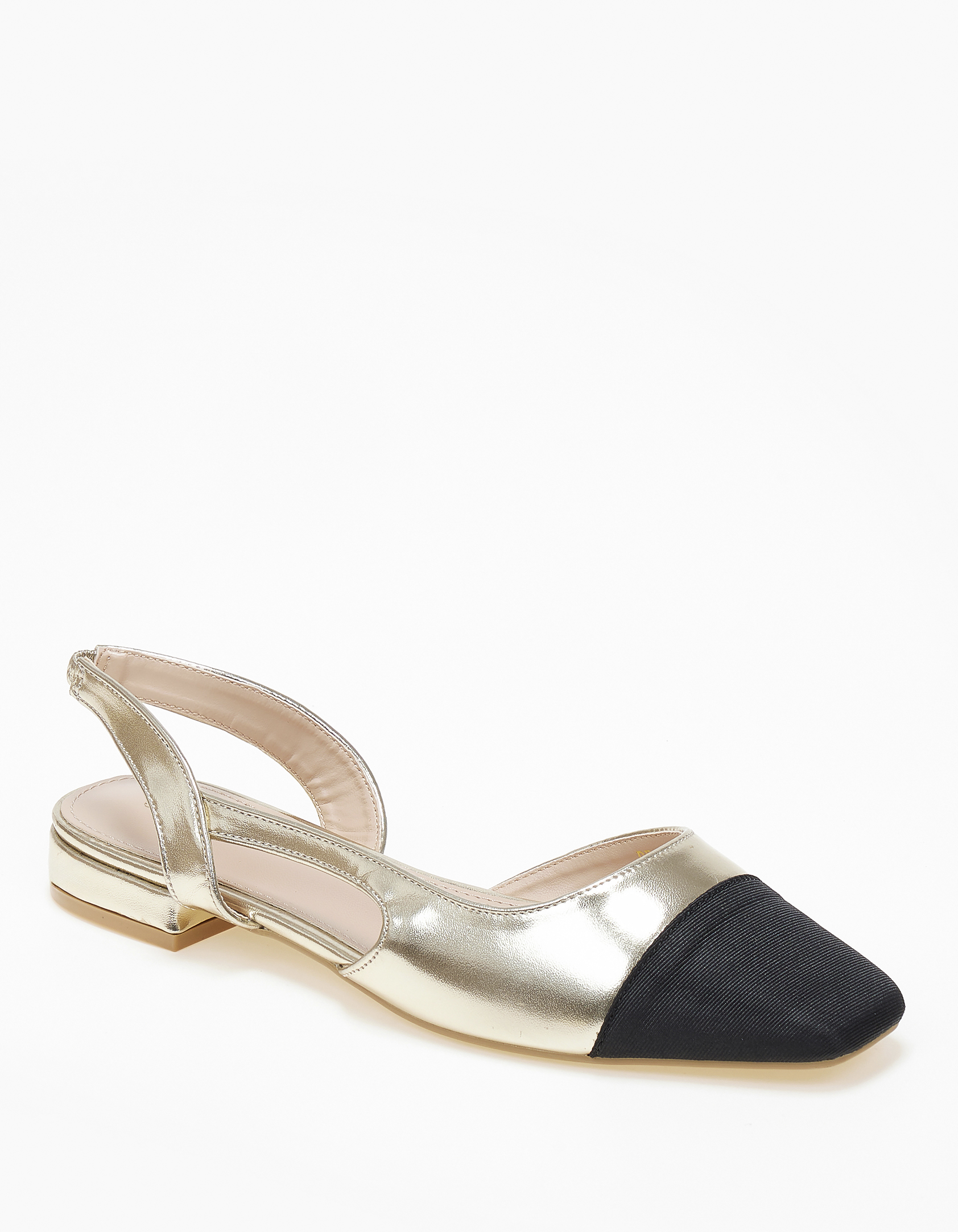 Φλατ εξώφτερνα γοβάκια με διχρωμία - Χρυσό