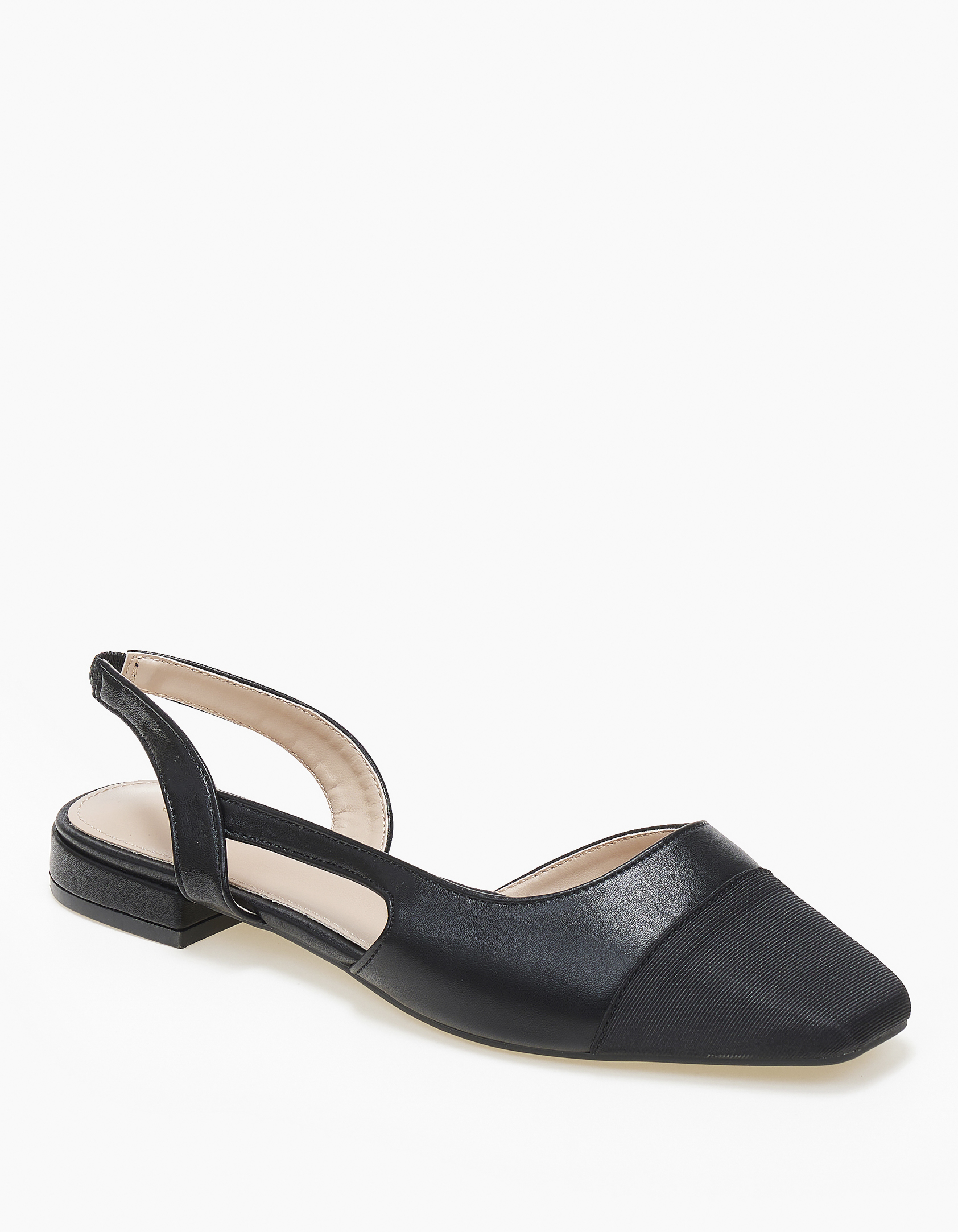 Φλατ εξώφτερνα γοβάκια με διχρωμία - Μαύρο