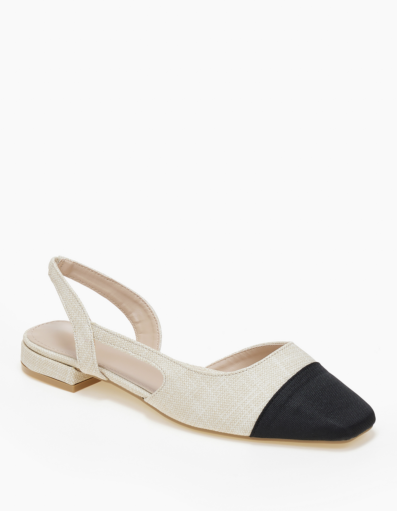 Φλατ εξώφτερνα γοβάκια με διχρωμία - Μπεζ