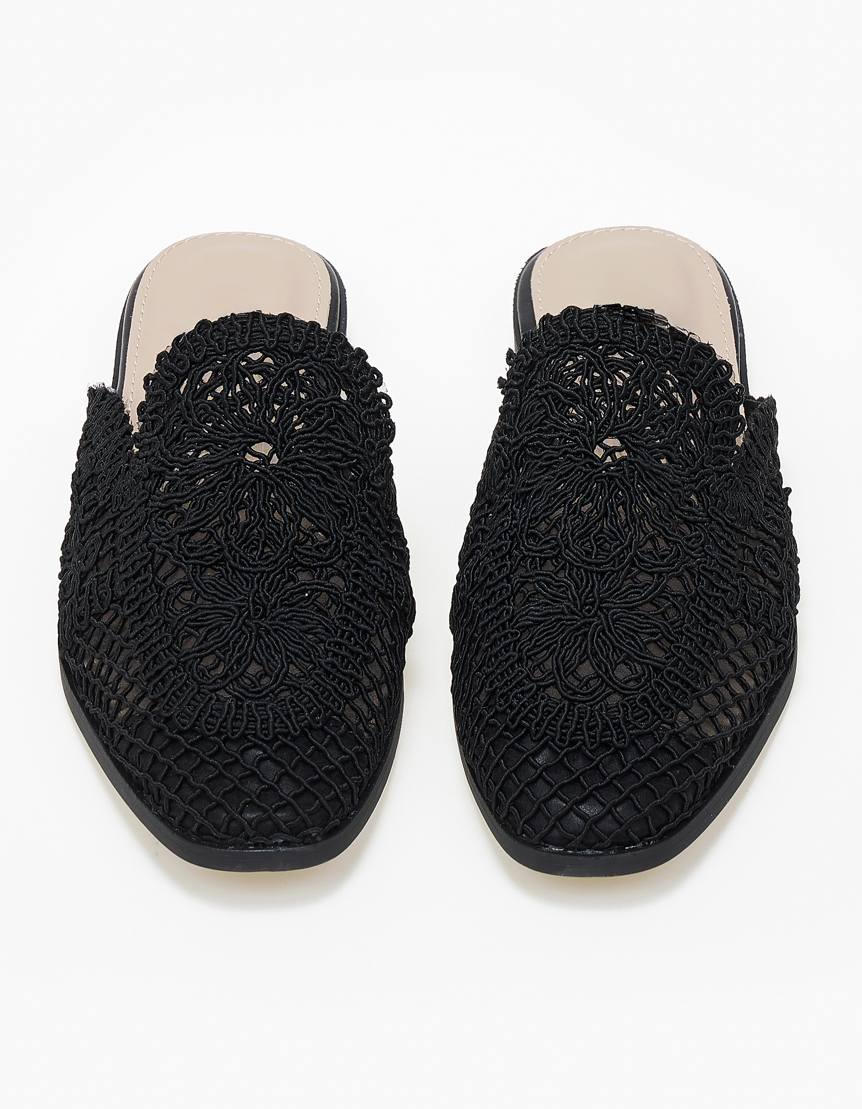 Φλατ mules με πλεκτό σχέδιο - Μαύρο φωτογραφία