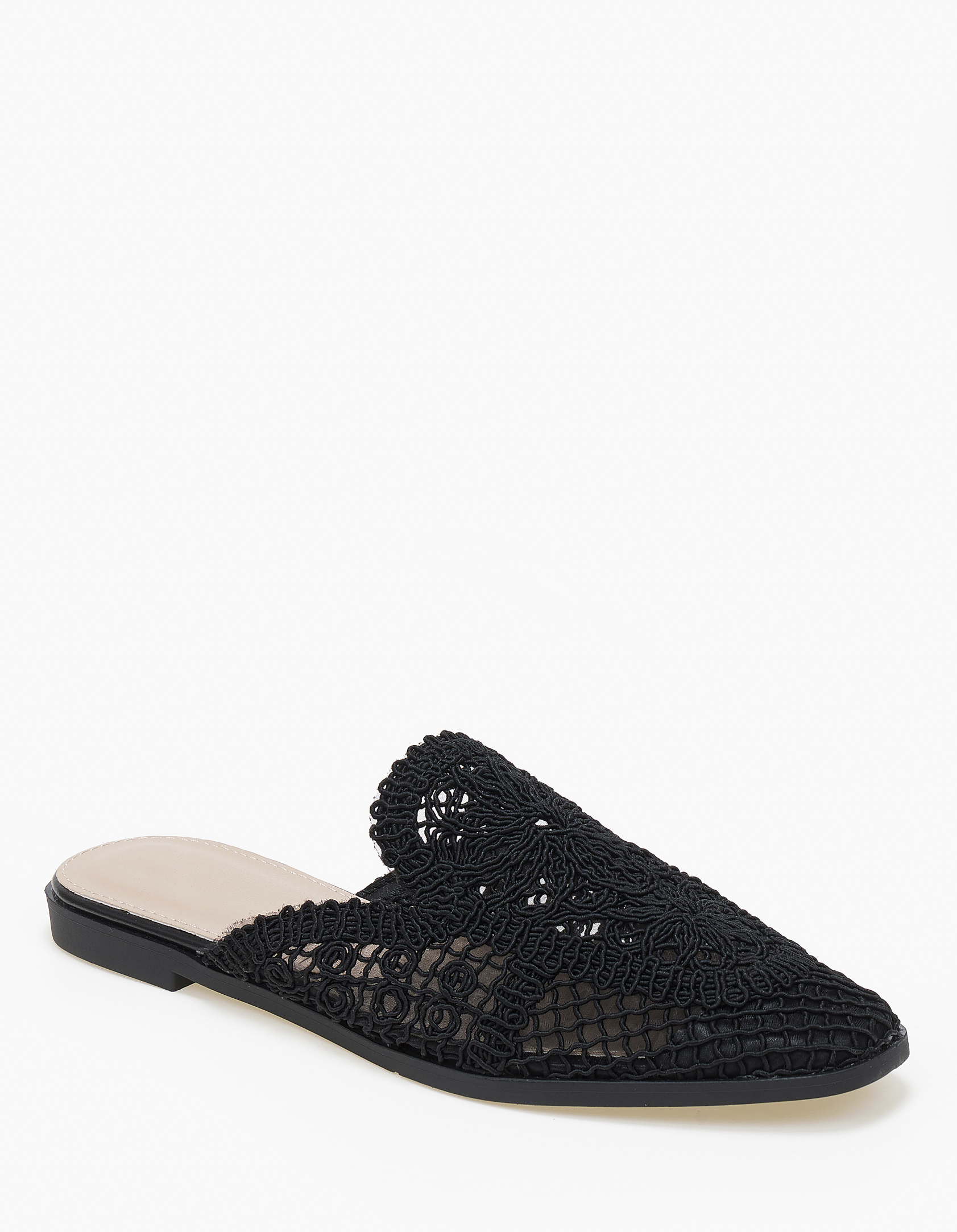 Issue Φλατ mules με πλεκτό σχέδιο - Μαύρο