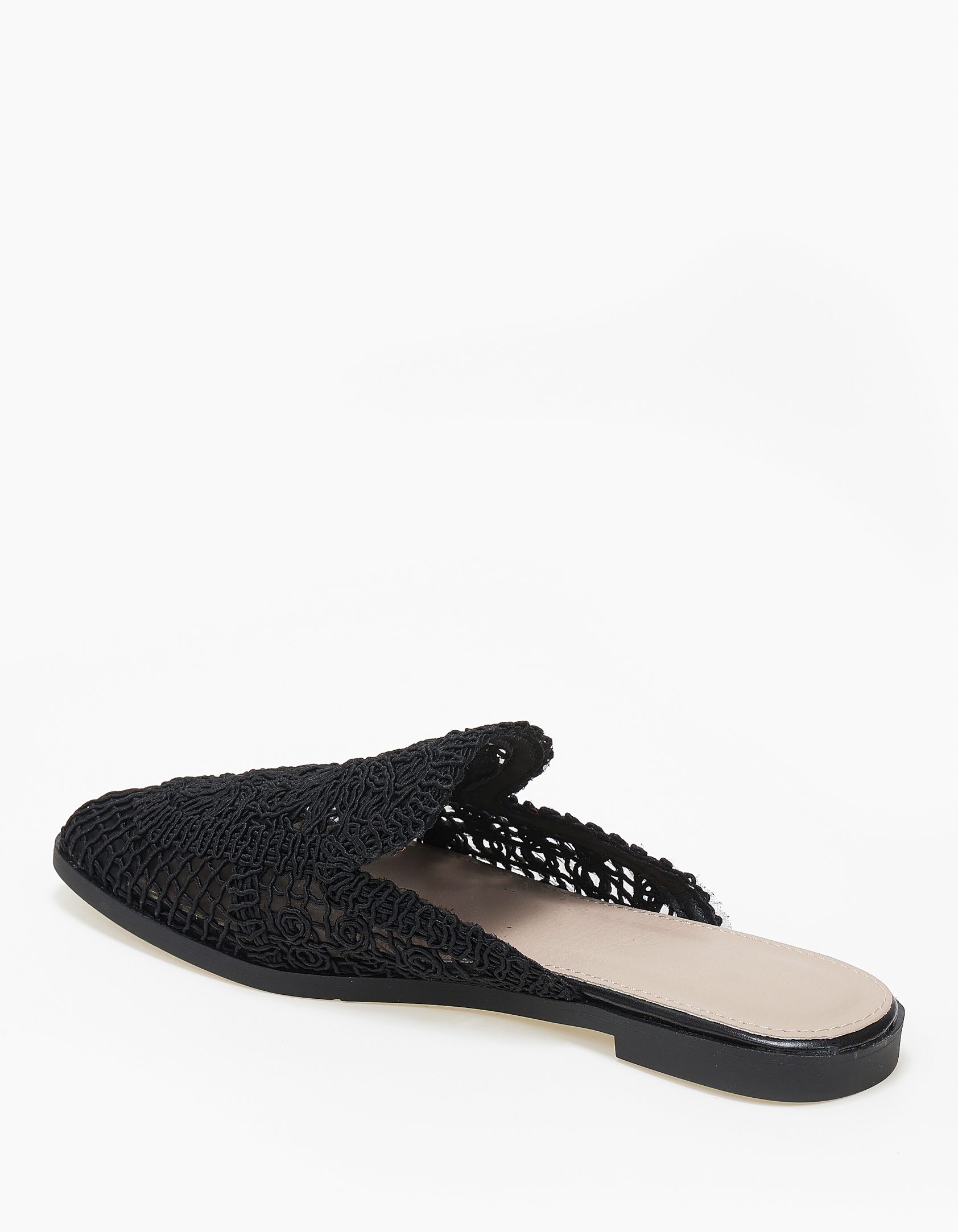 Φλατ mules με πλεκτό σχέδιο - Μαύρο φωτογραφία