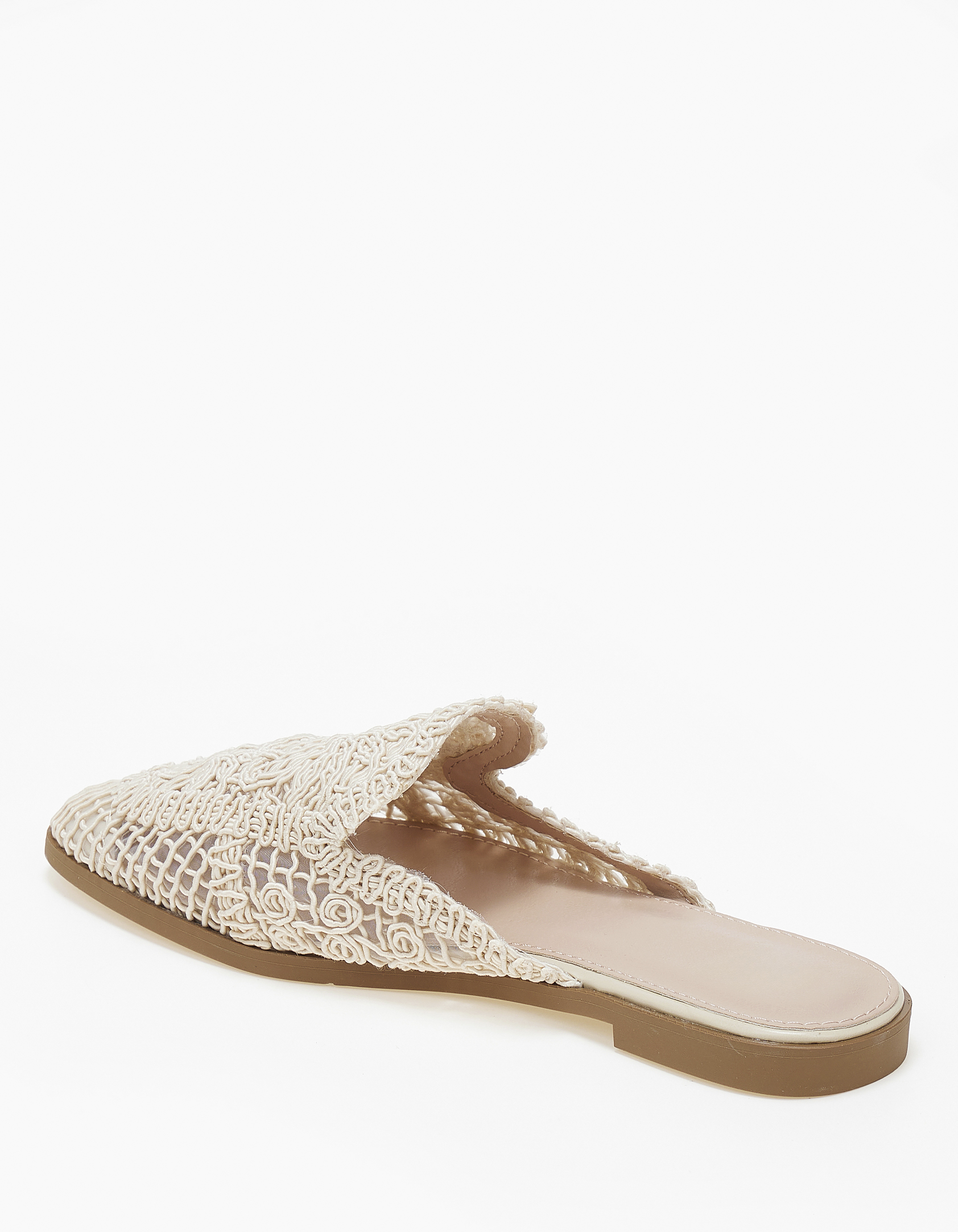 Φλατ mules με πλεκτό σχέδιο - Μπεζ φωτογραφία