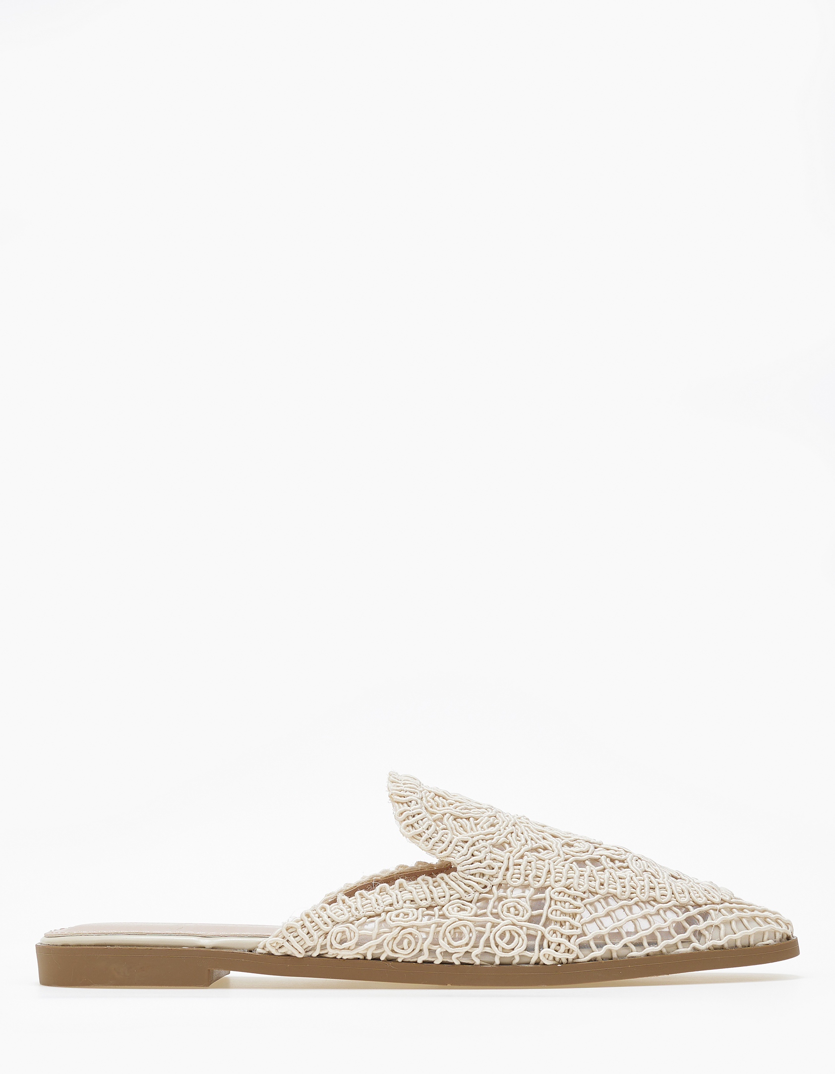 Φλατ mules με πλεκτό σχέδιο - Μπεζ φωτογραφία