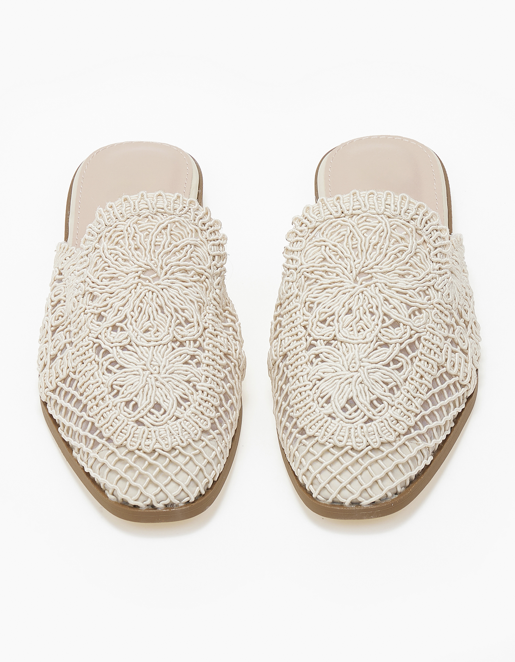 Φλατ mules με πλεκτό σχέδιο - Μπεζ φωτογραφία