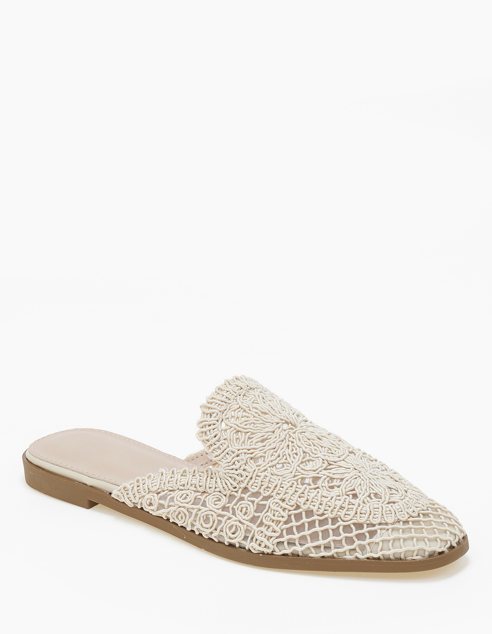 Issue Φλατ mules με πλεκτό σχέδιο - Μπεζ