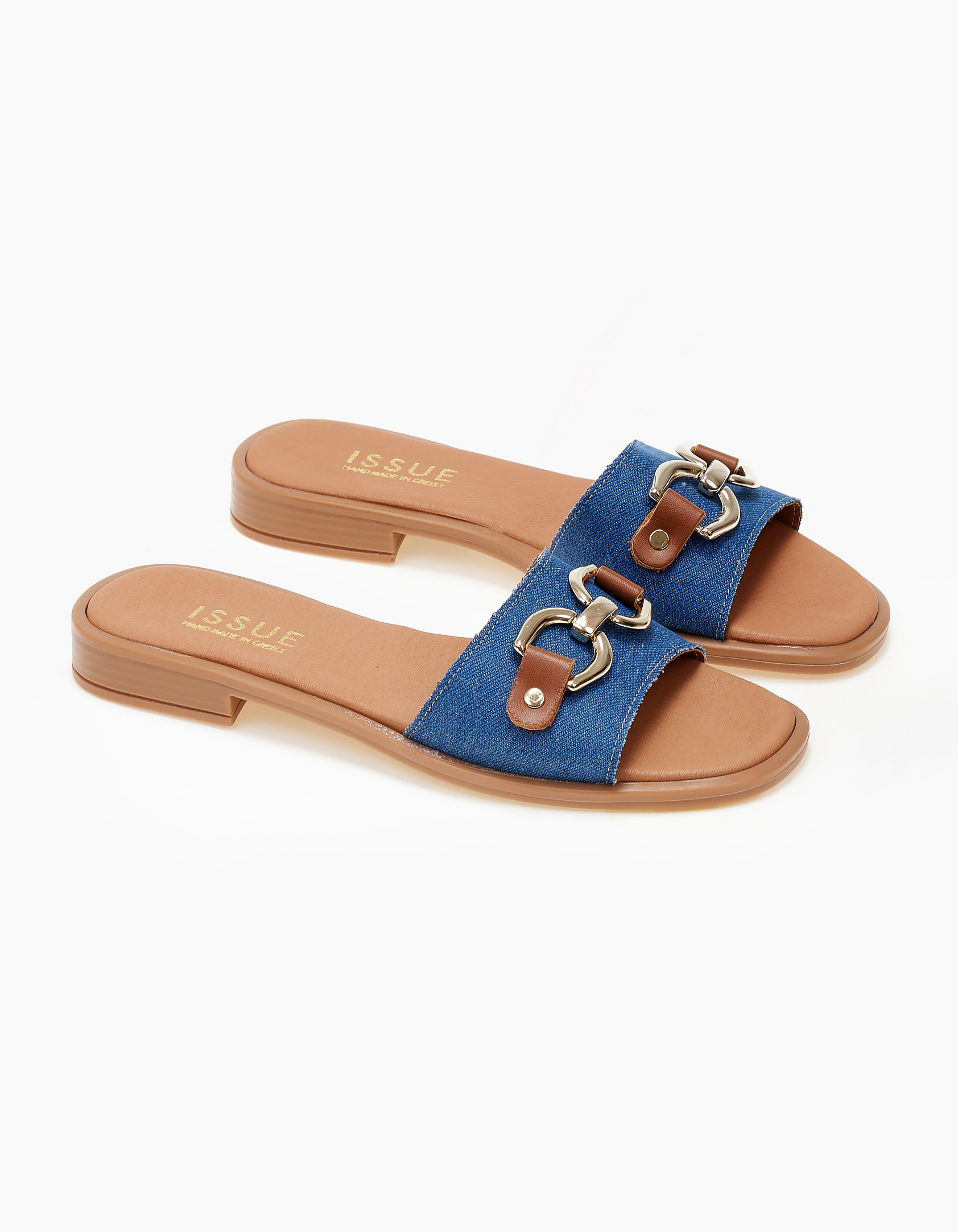 Flat σανδάλια με διακοσμητικό ελληνικής κατασκευής - Τζιν