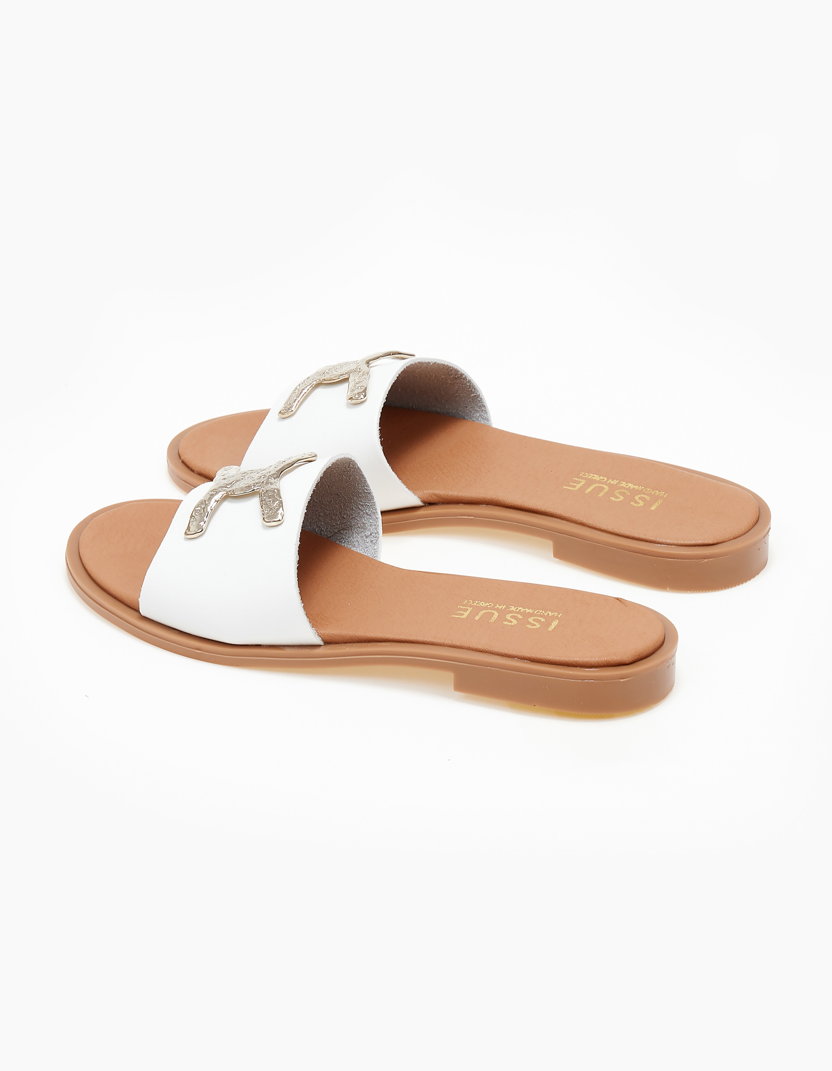 Flat σανδάλια με διακοσμητικο ελληνικής κατασκευής - Λευκό φωτογραφία