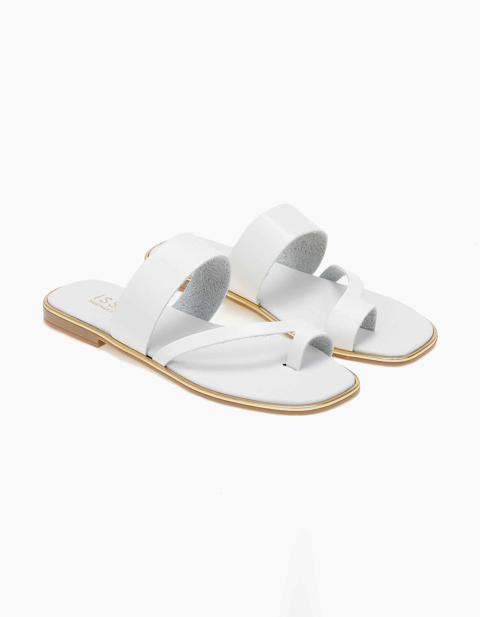 Φλατ σανδάλια με λοξό λουρί - Λευκό