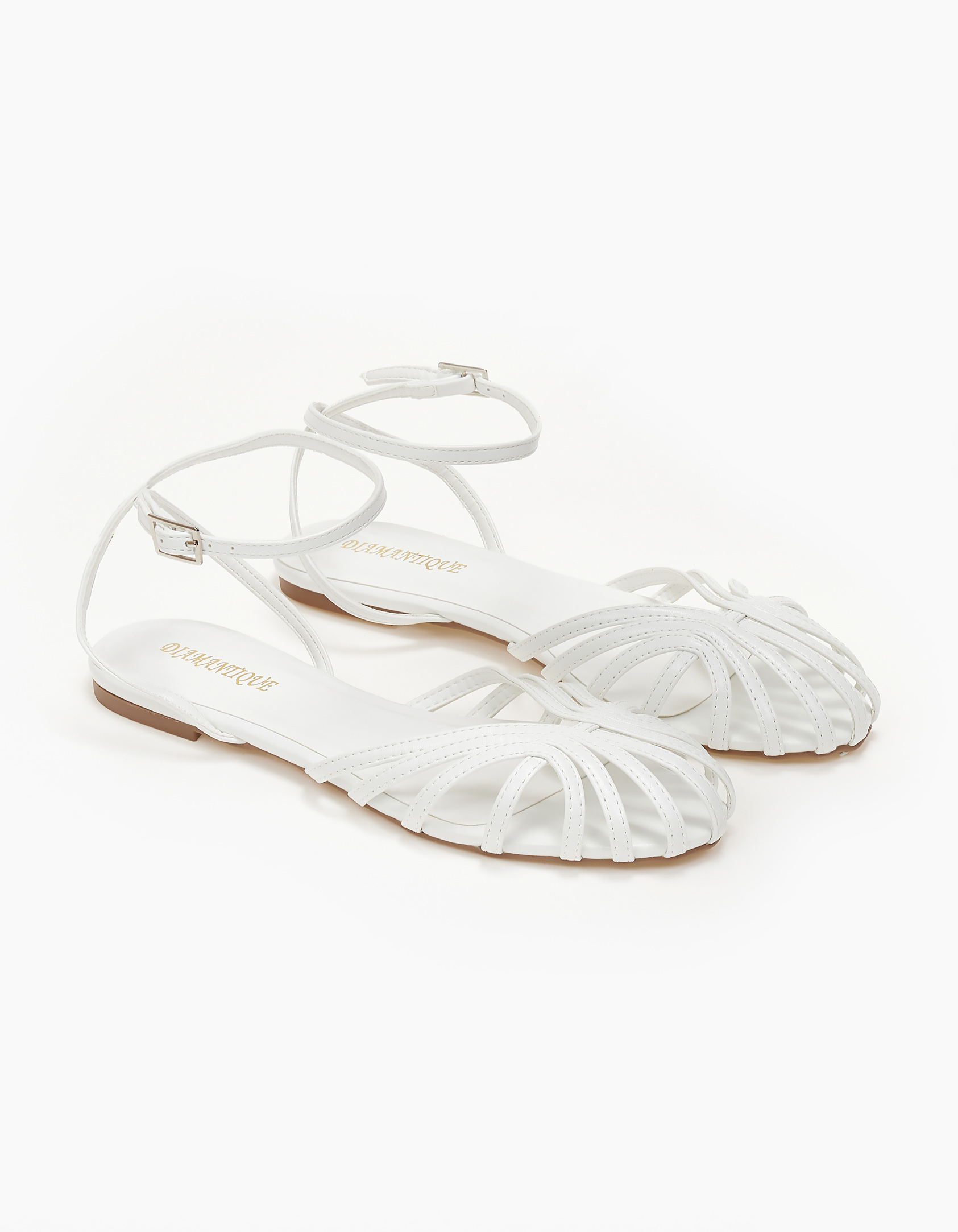 Flat σανδάλια με μπαρέτα - Λευκό Παπούτσια > Σανδάλια