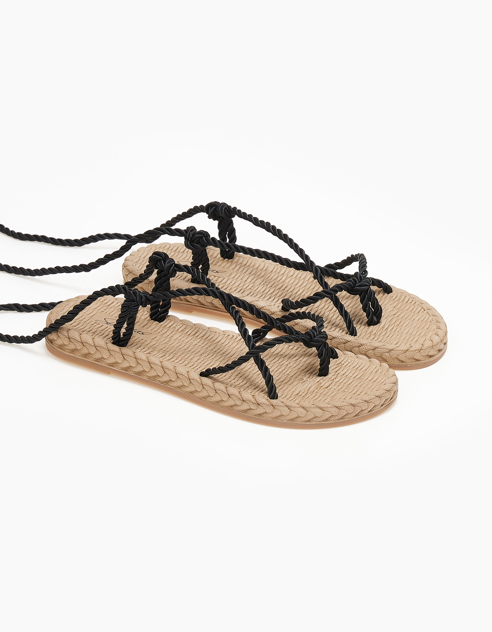 Σανδάλια με σχοινί και ιδιαίτερη σόλα - Μαύρο