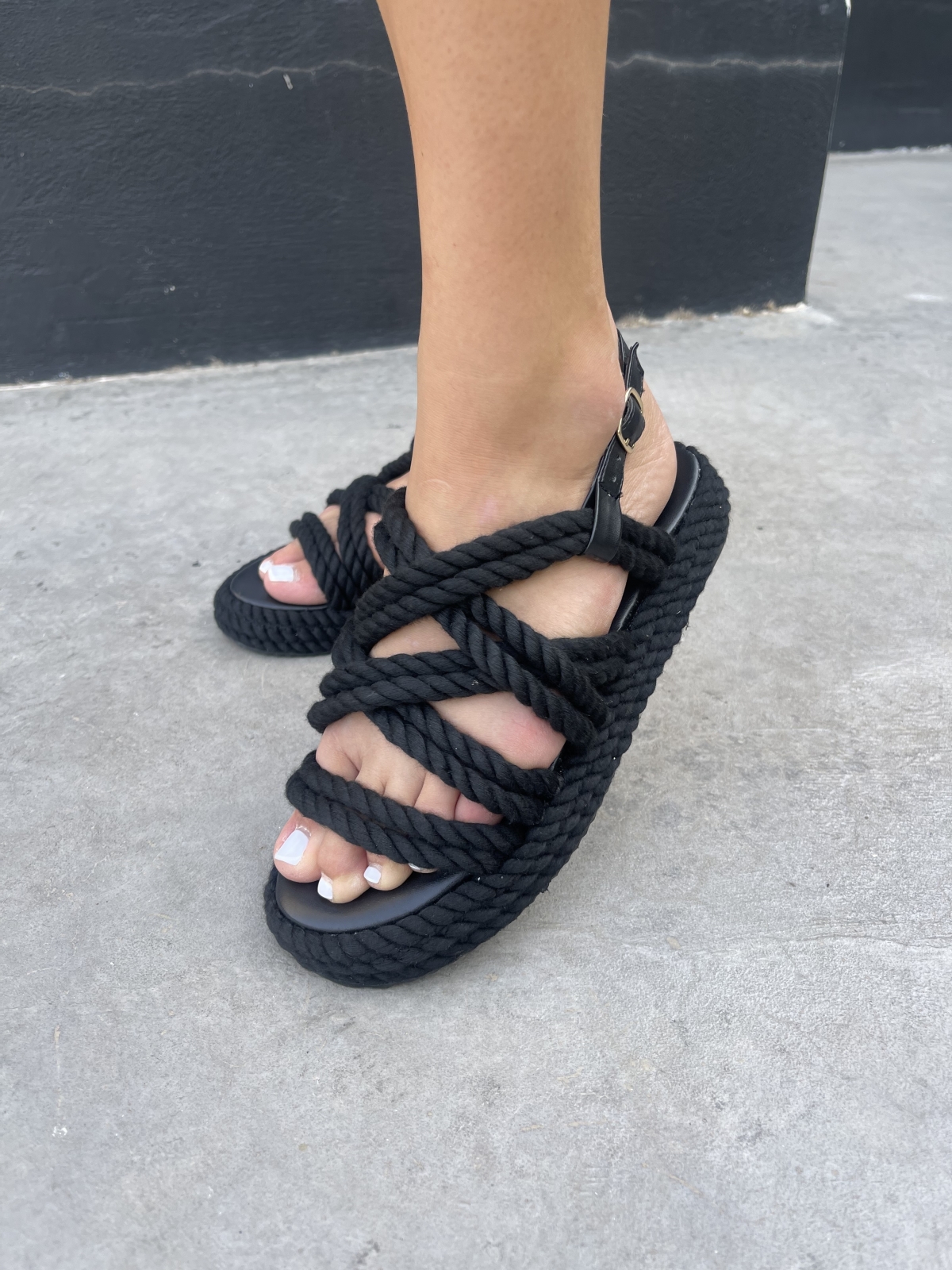 Flatforms με σχοινί - Μαύρο