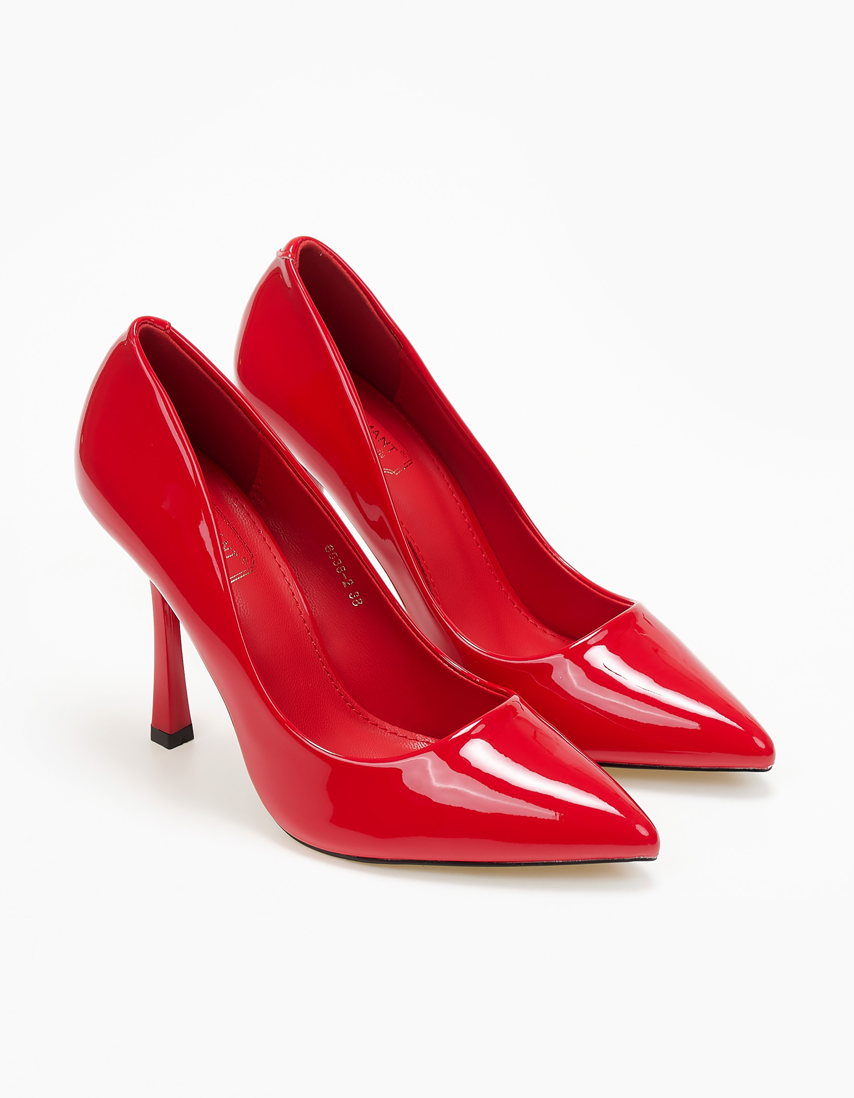 Γόβες λουστρίνι με λεπτό τακούνι - Κόκκινο