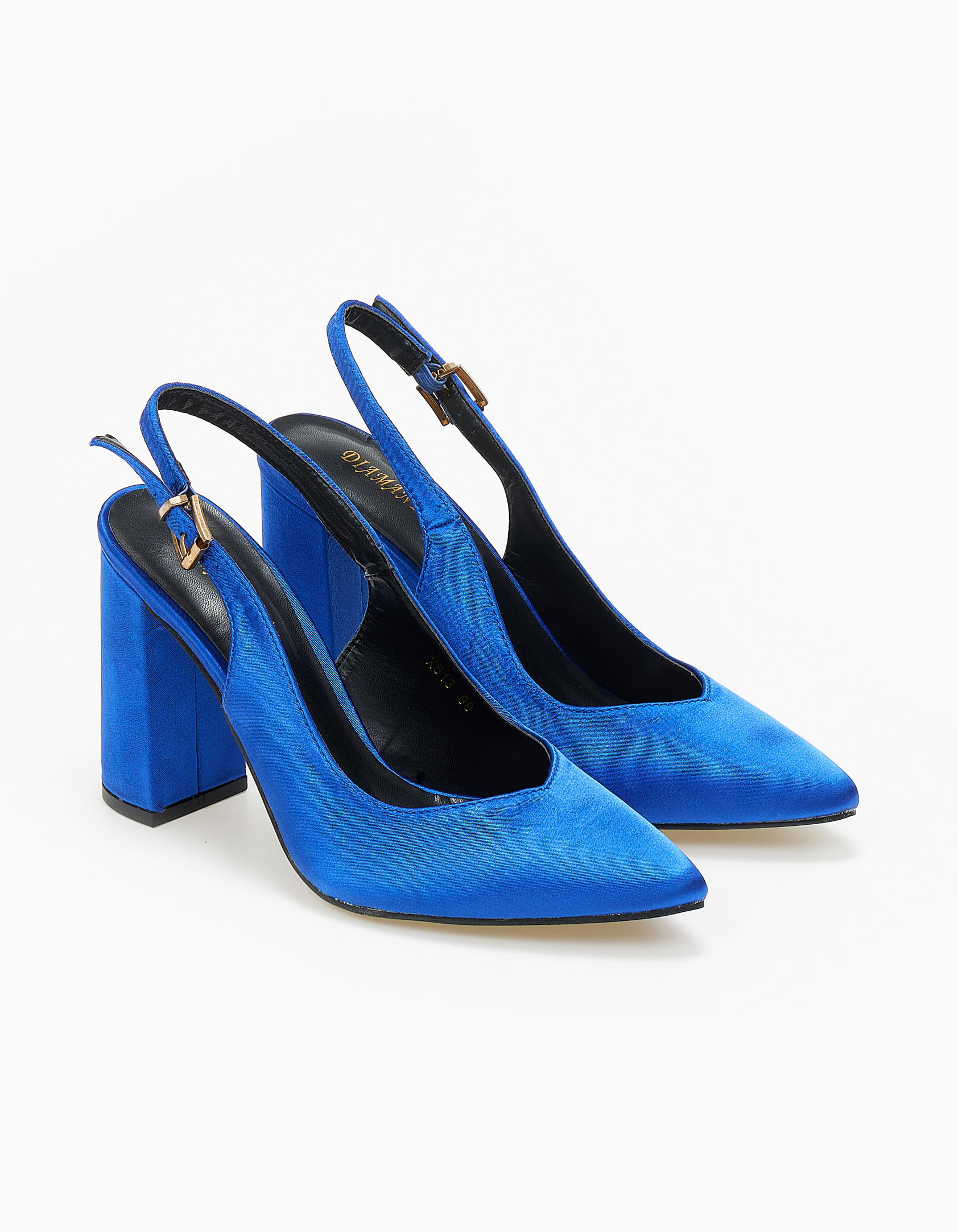 Παπούτσια > Γόβες Γόβες σατέν εξώφτερνες με χοντρό τακούνι - Μπλε Ρουά