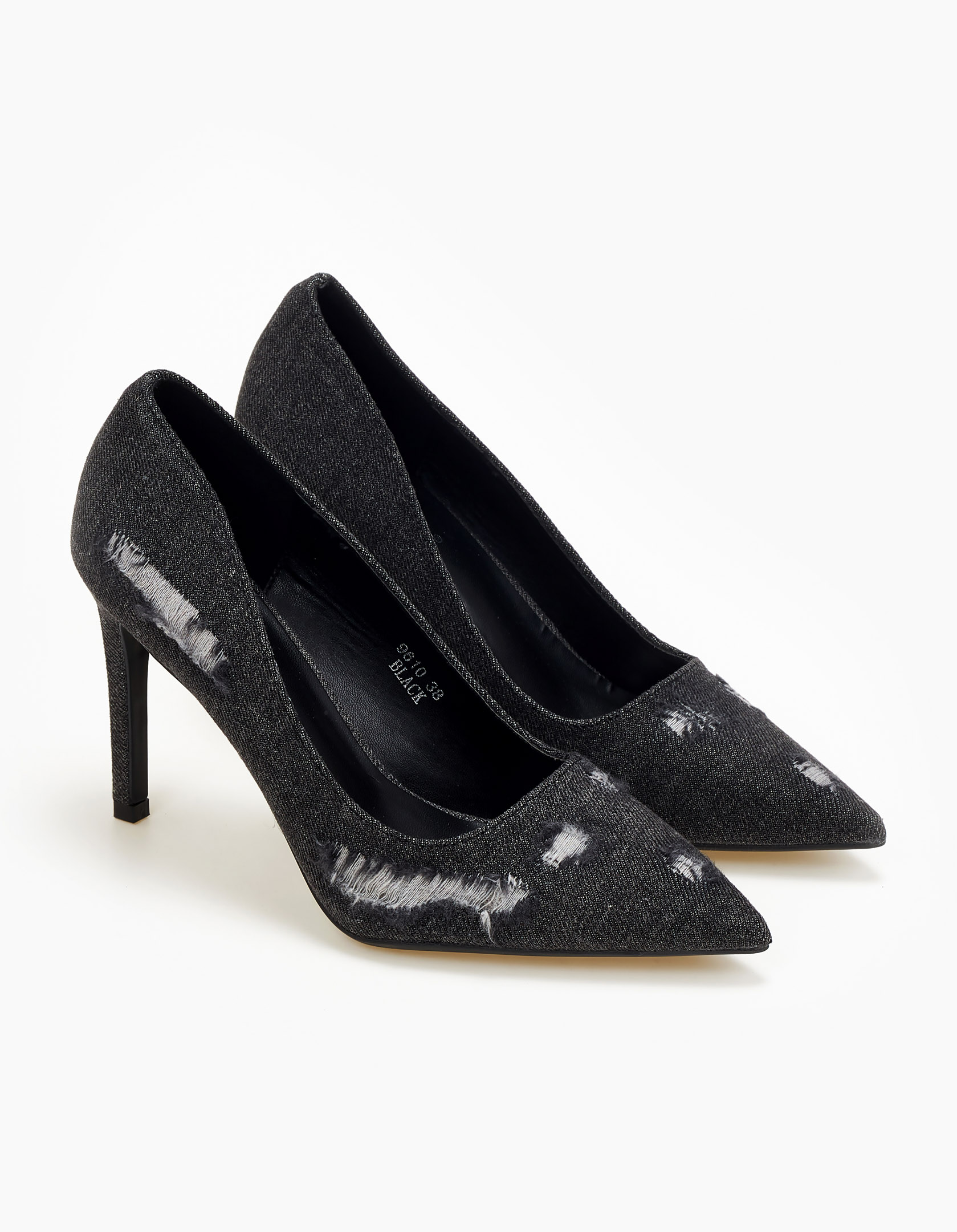 Γόβες jean με ιδιαιτερο σχέδιο - Μαύρο