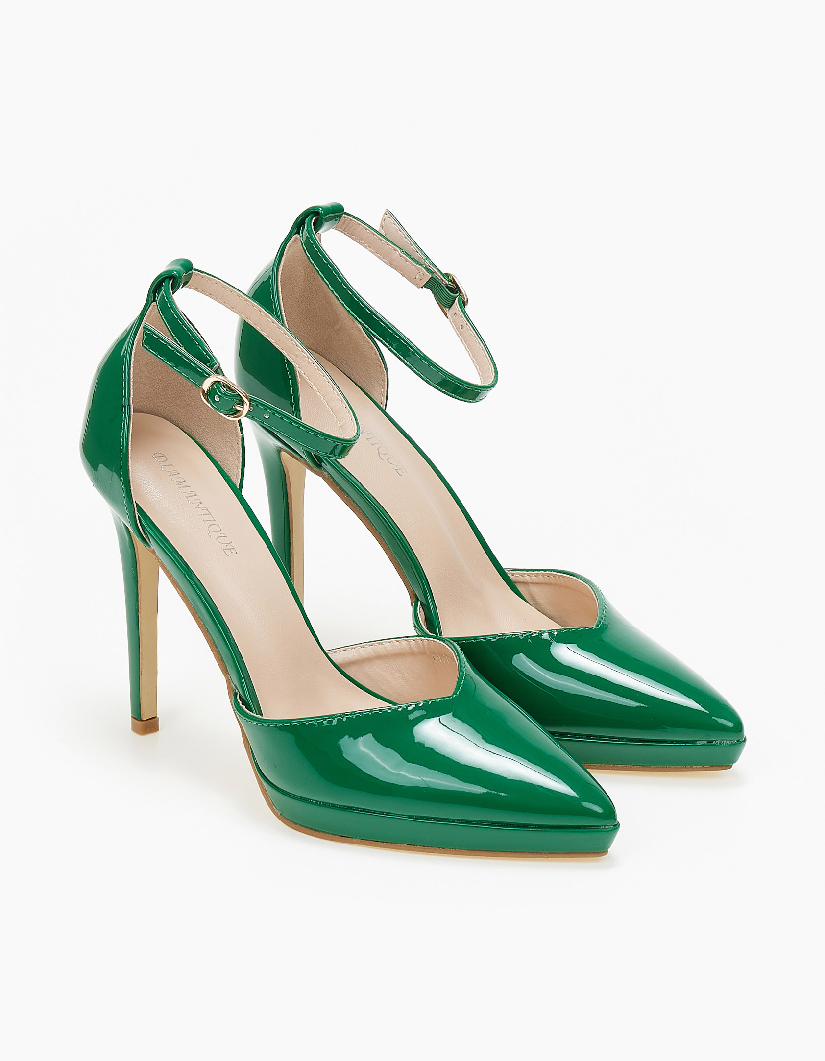 Γόβες λουστρίνι με μπαρέτα και λεπτό τακούνι - Πράσινο φωτογραφία