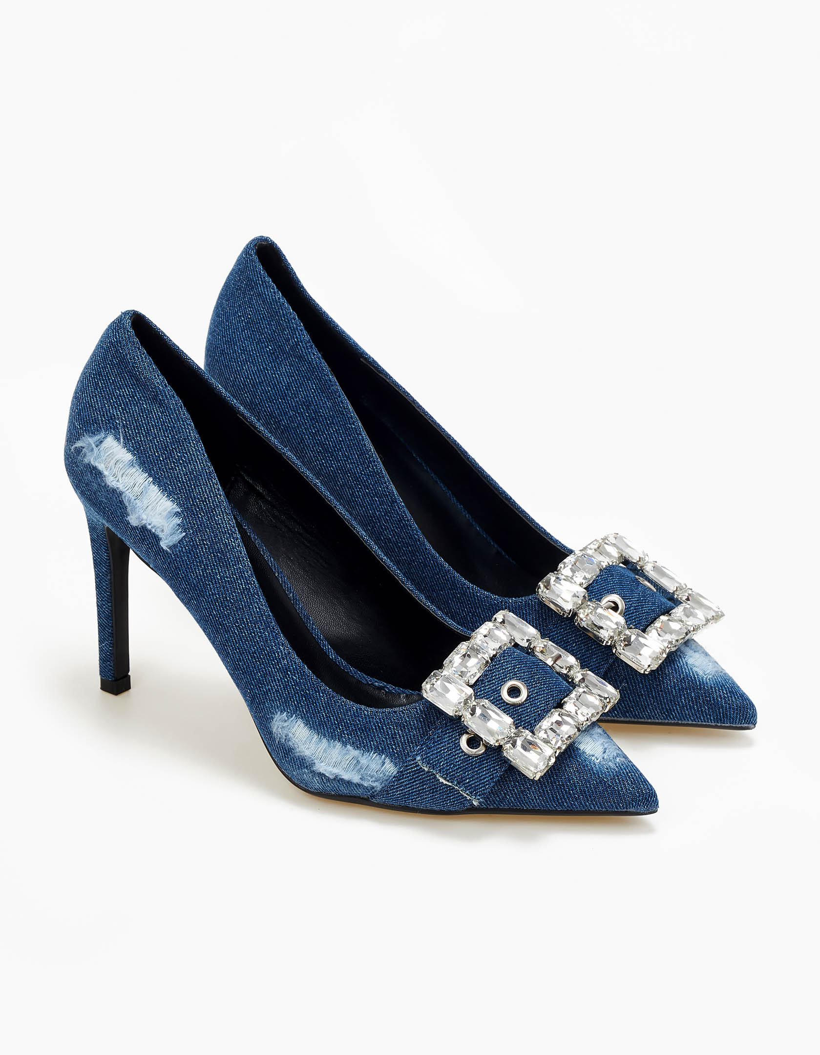 Γόβες με διακοσμητικές πέτρες - Τζιν