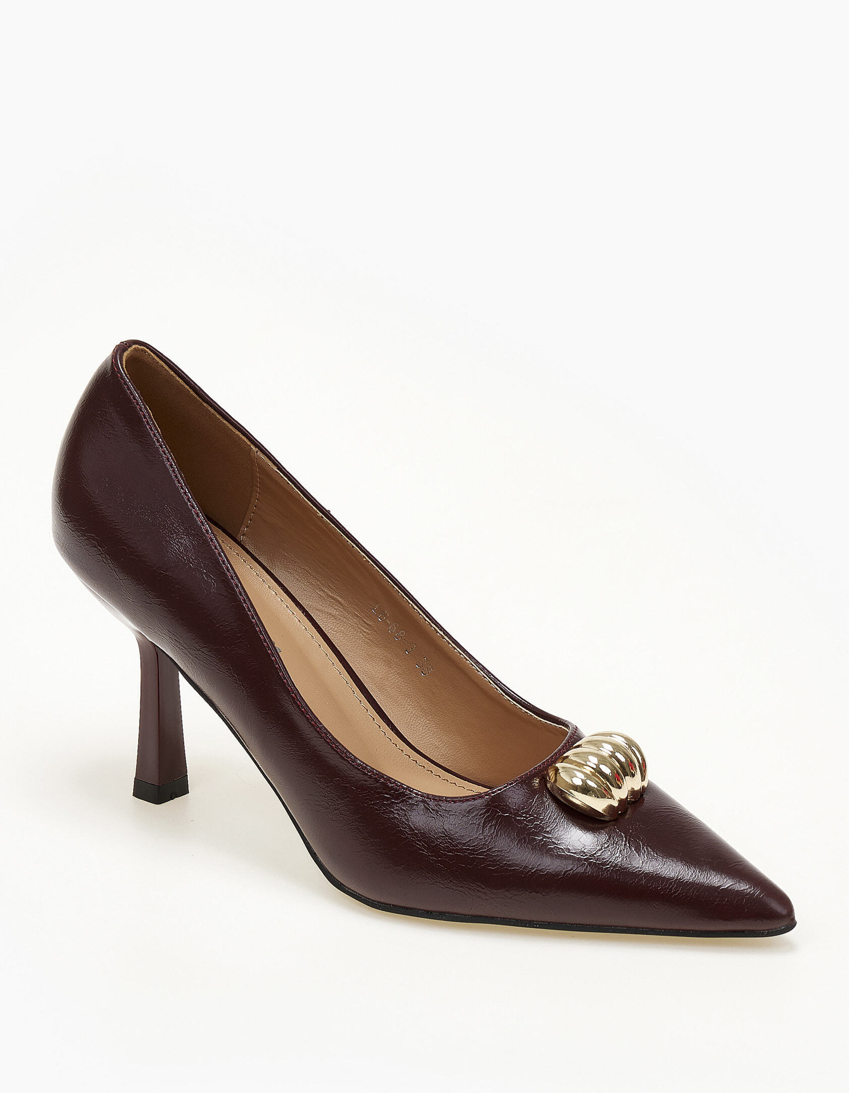 Γόβες με μεταλλική λεπτόμερεια - Μπορντώ