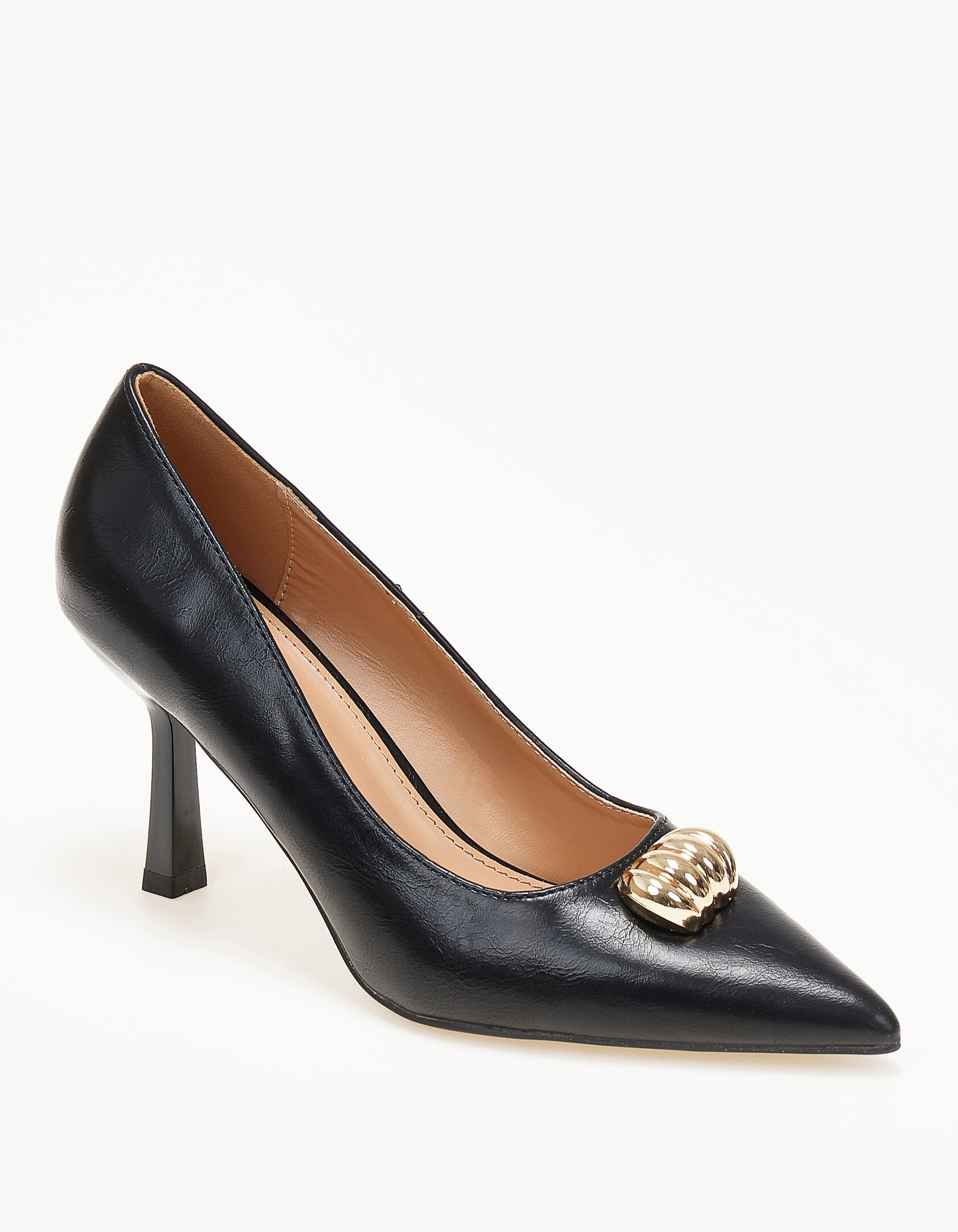 Γόβες με μεταλλική λεπτόμερεια - Μαύρο