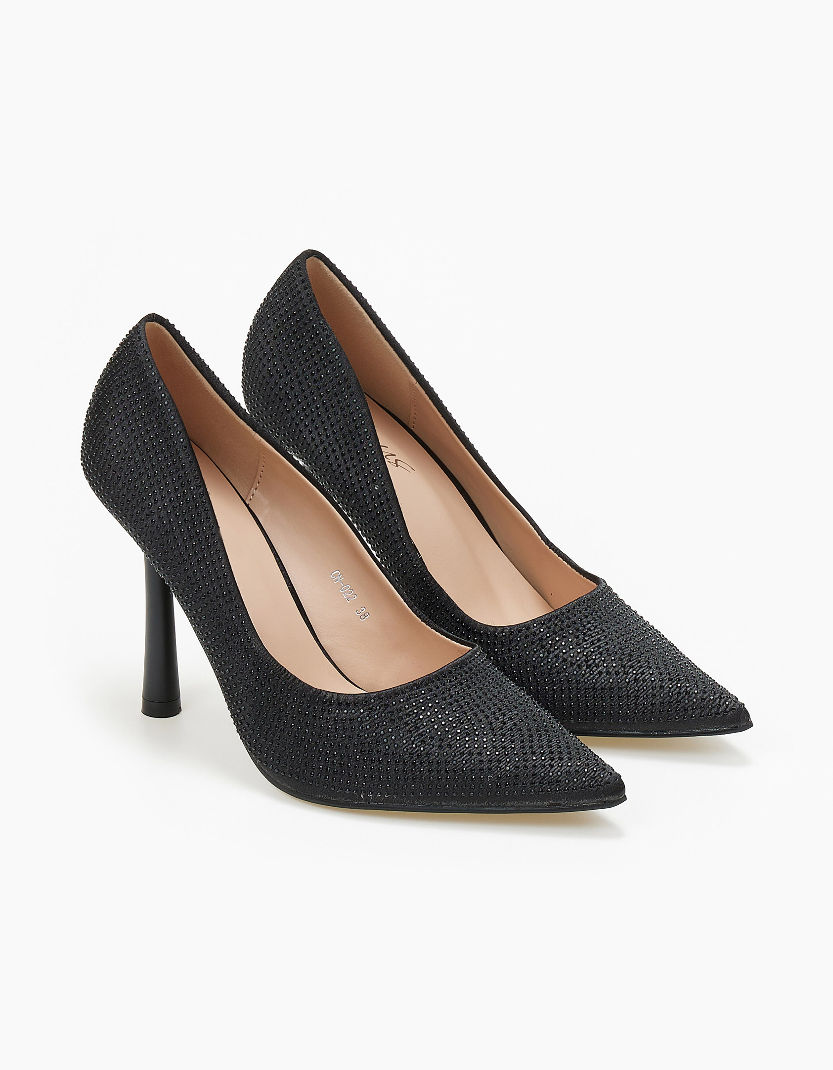 Γόβες με στρας και ιδιαίτερο τακούνι - Μαύρο