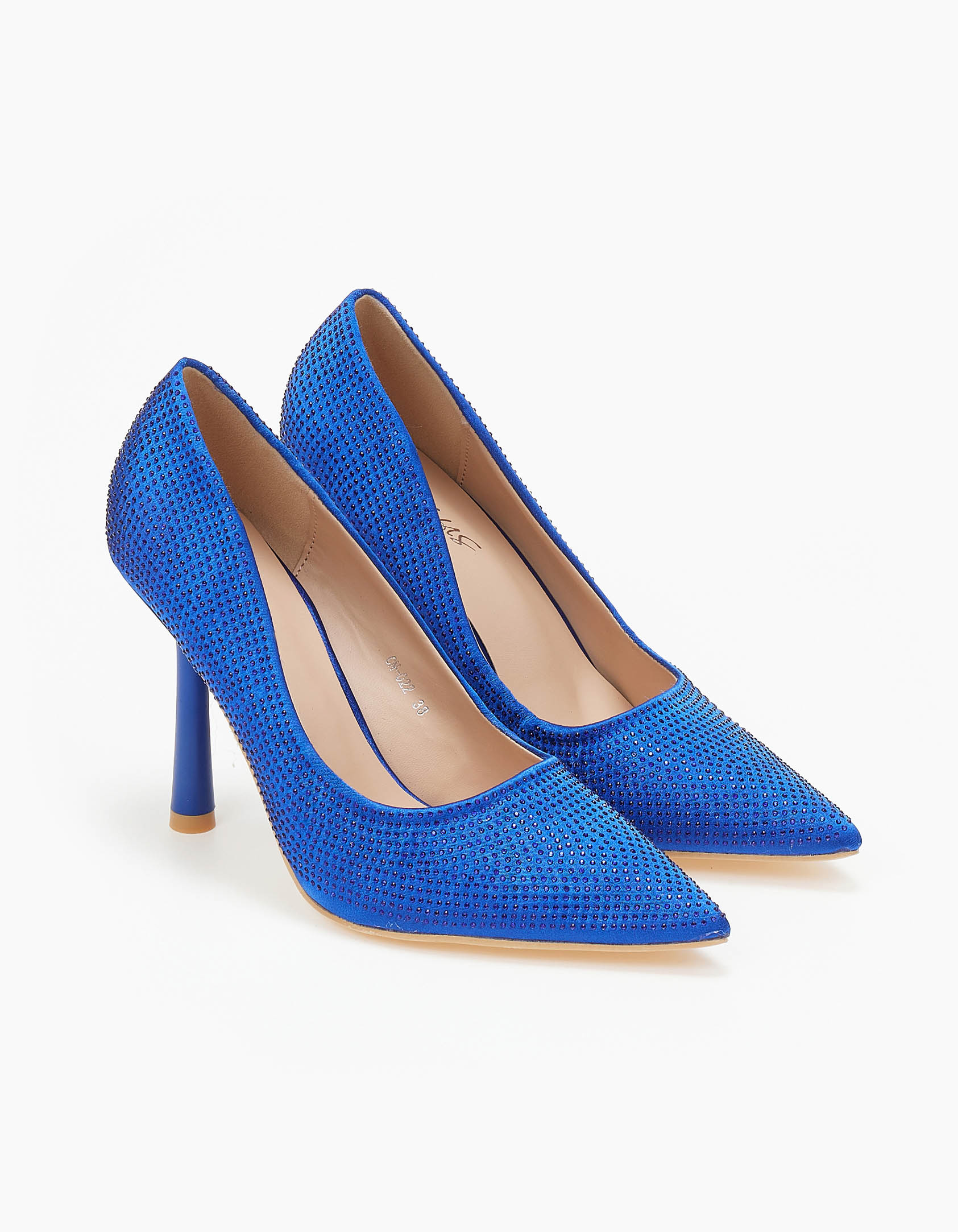 Γόβες με στρας και ιδιαίτερο τακούνι - Μπλε